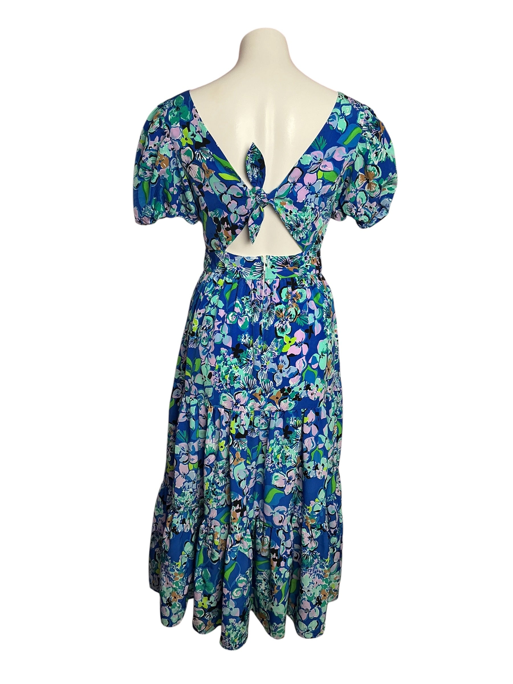 Lilly Pulitzer Grace Tiered Midi Dress Blue Grotto Twilight Tropics - Size 2