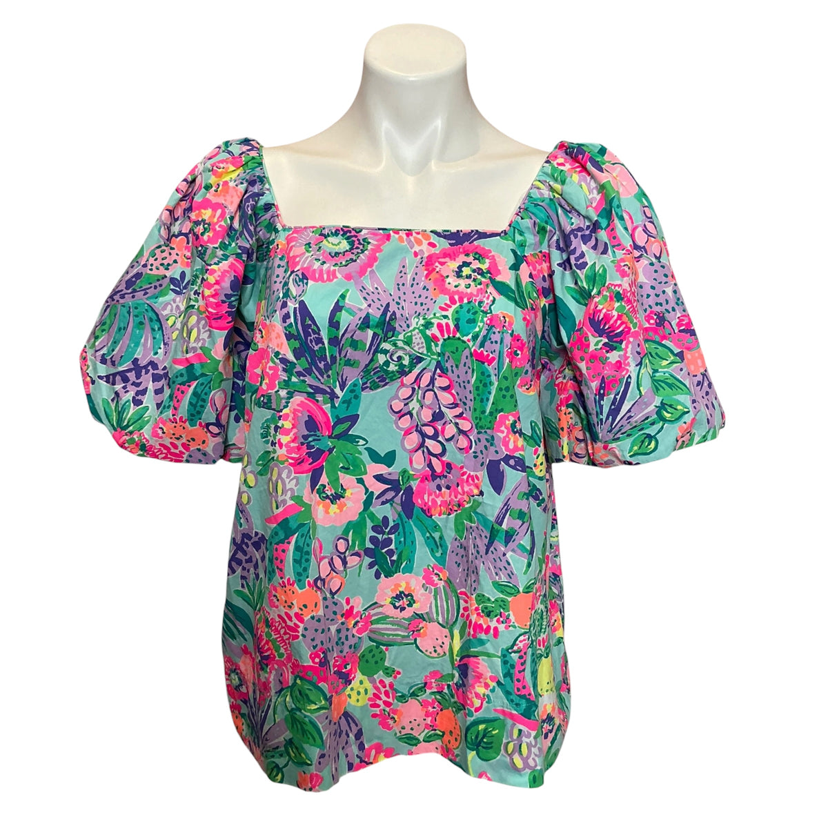 Lilly Pulitzer Lettie Short Sleeve Cotton Top Me And My Zesty - Size L