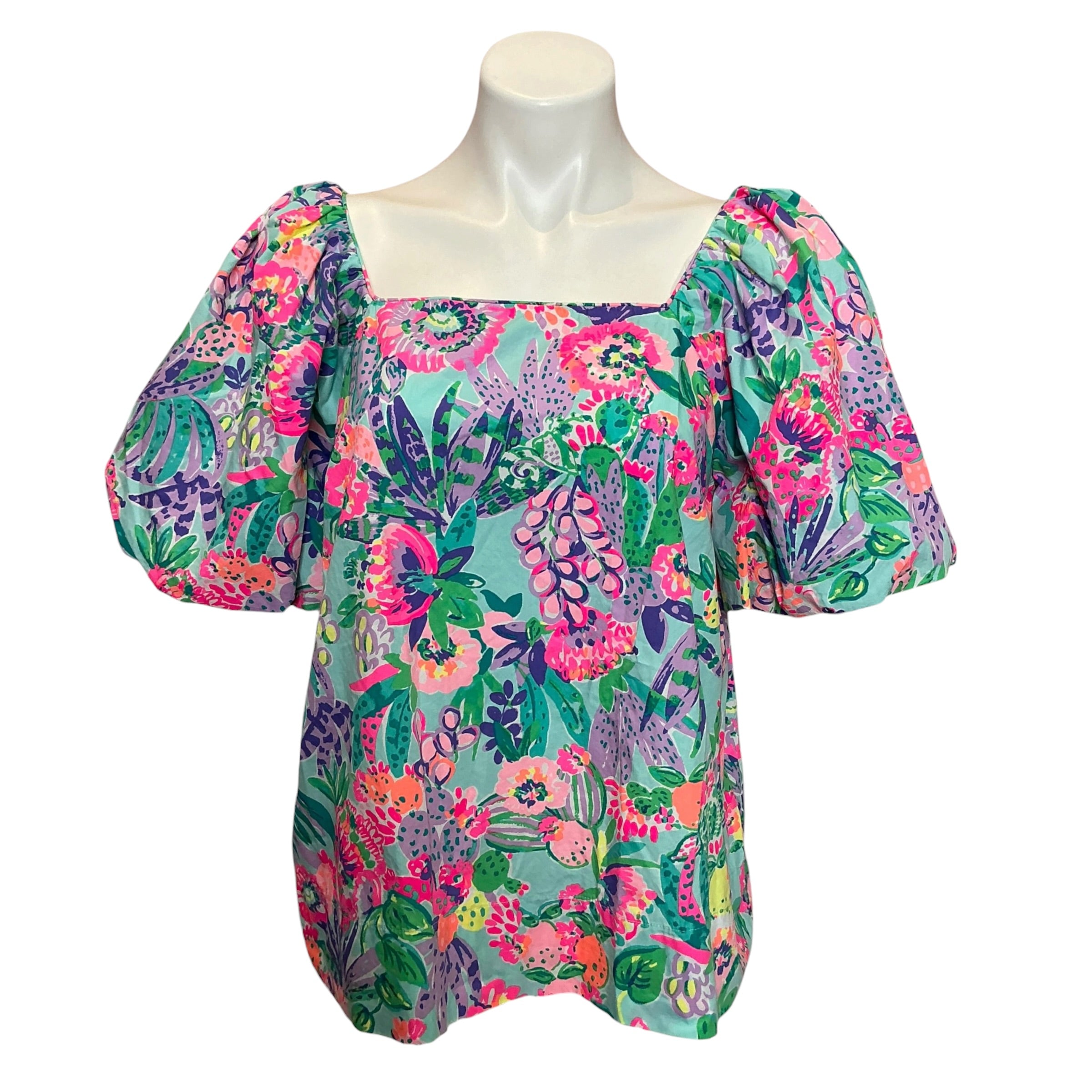 Lilly Pulitzer Lettie Short Sleeve Cotton Top Me And My Zesty - Size L