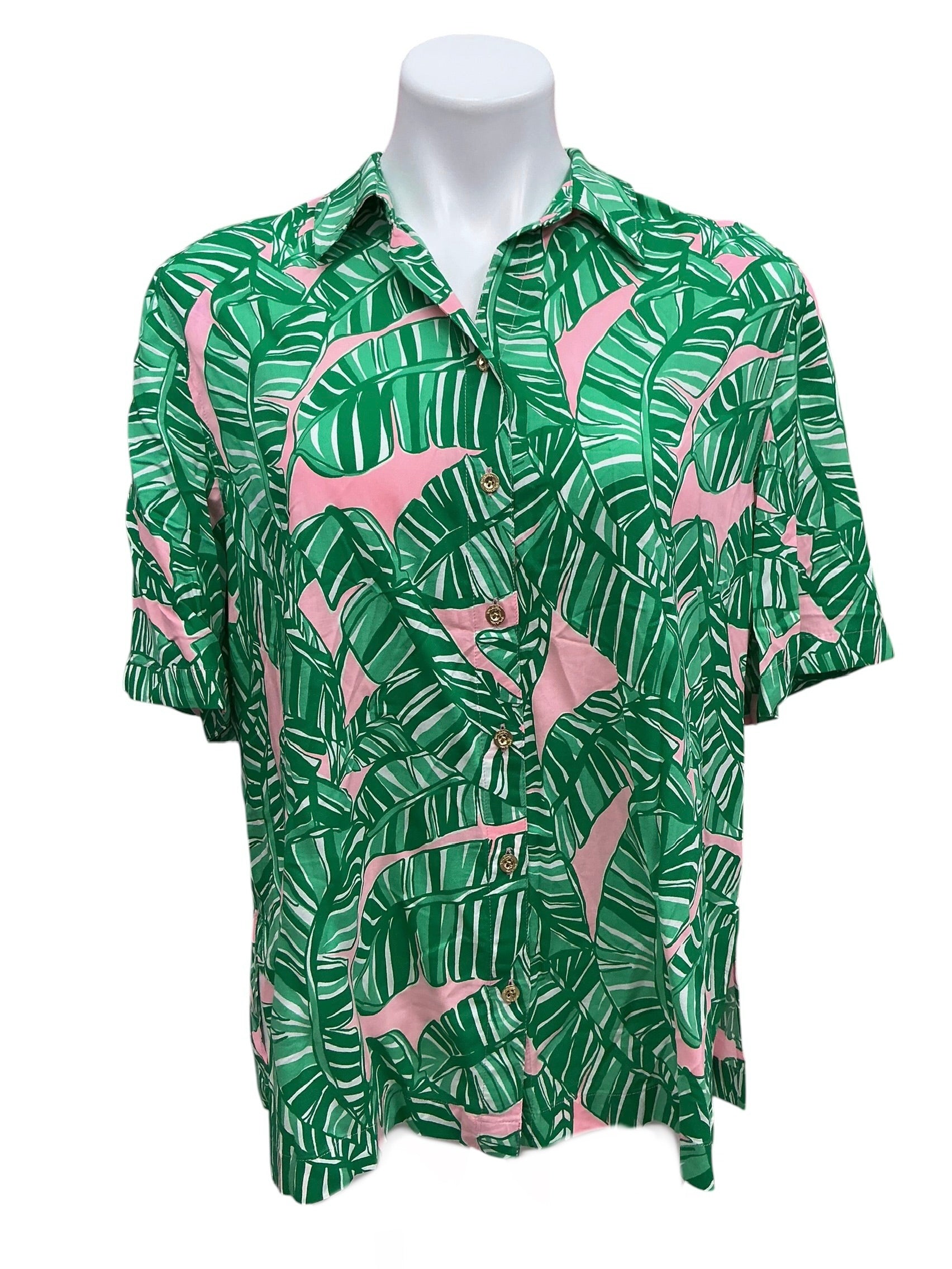 Lilly Pulitzer NWT Franki Shirt Coverup Top Conch Shell Pink Let’s Go Bananas - Size XS