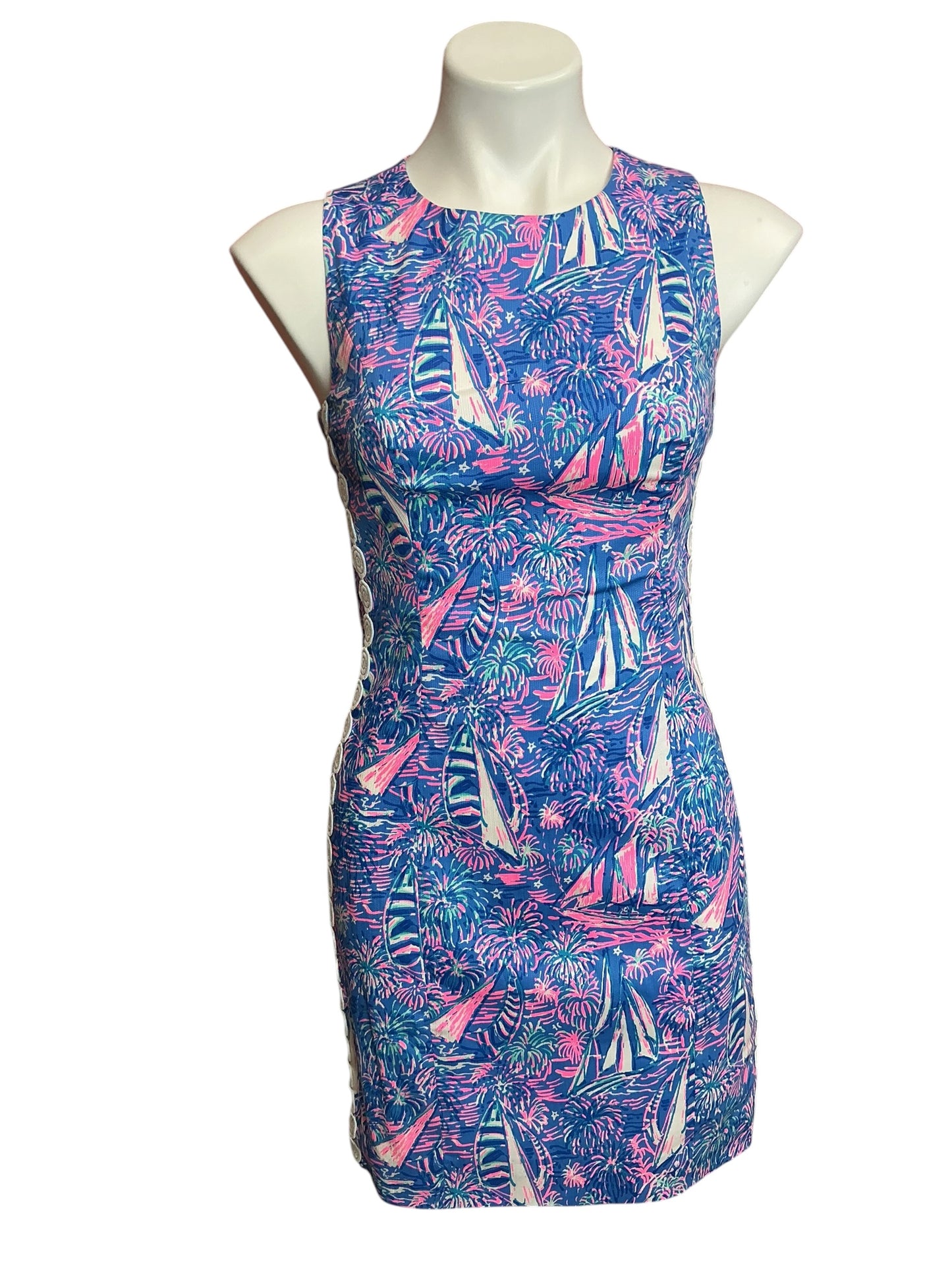 Lilly Pulitzer NWT Mila Stretch Shift Dress Boca Blue It’s A Sailabration - Size 0