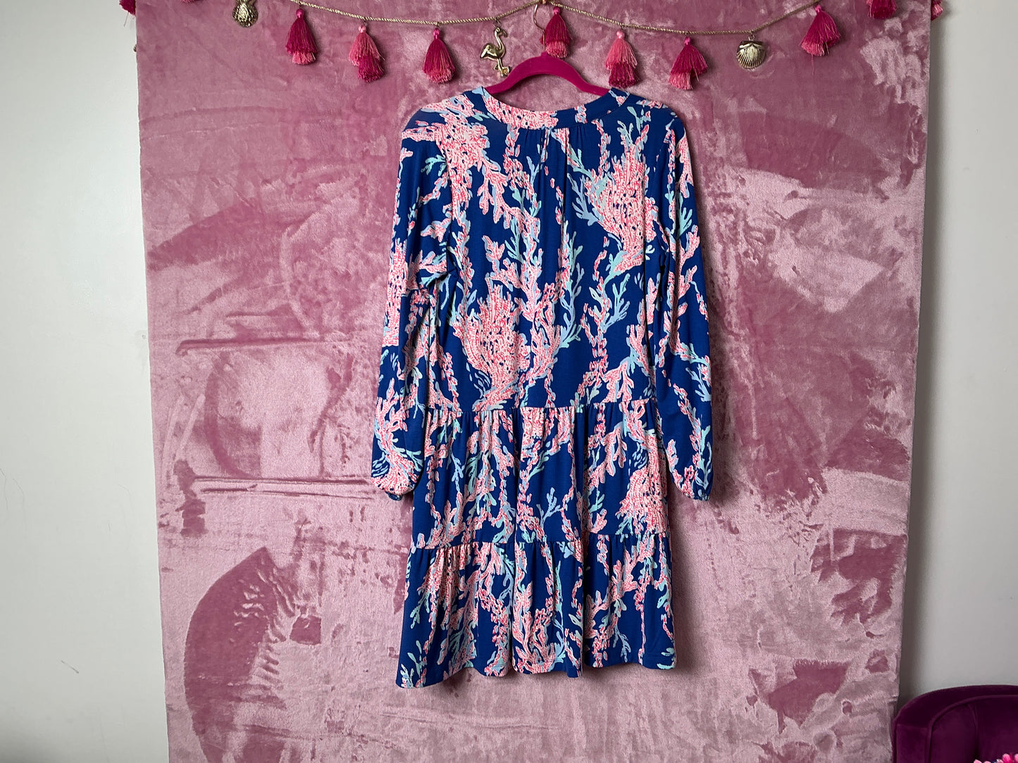 Lilly Pulitzer Traci Long Sleeve Dress - Borealis Blue Swim On Over - Size XS