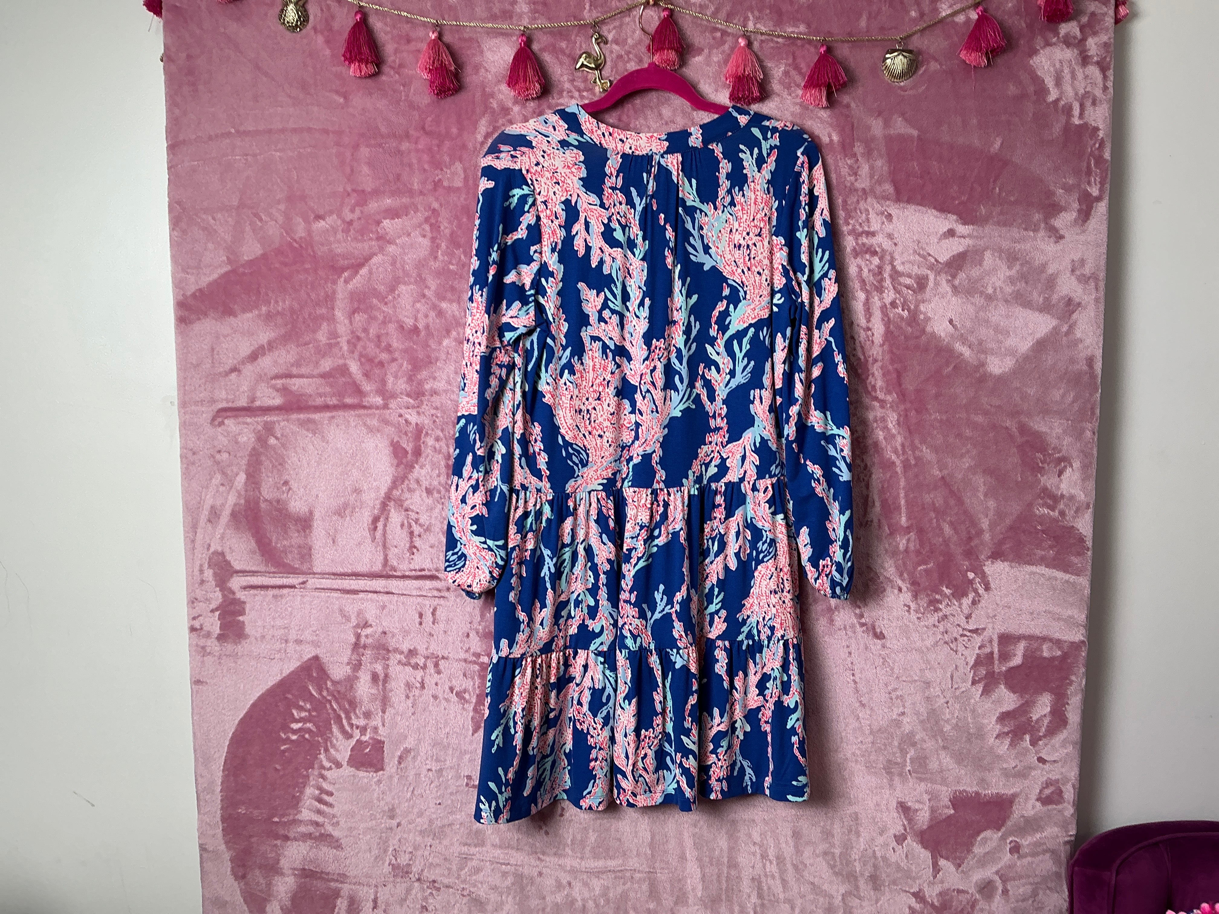 Lilly Pulitzer Traci Long Sleeve Dress - Borealis Blue Swim On Over - Size XS