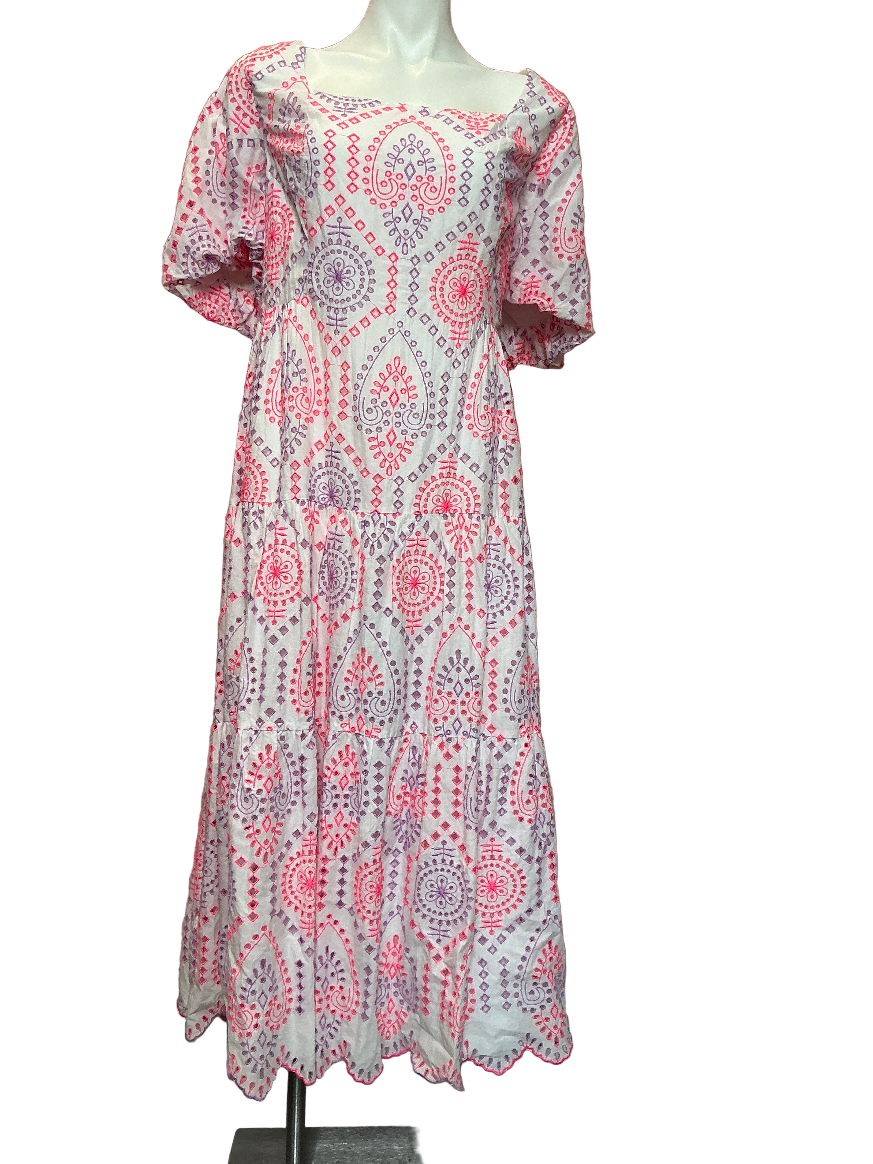 Lilly Pulitzer Katalina Midi Eyelet Dress Sunset Dreamer - Size 16