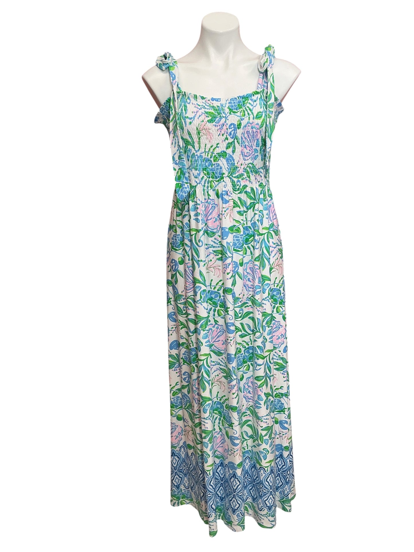 Lilly Pulitzer NWT Kailua Smocked Maxi Dress Resort White Just A Pinch Engineered - Size XL