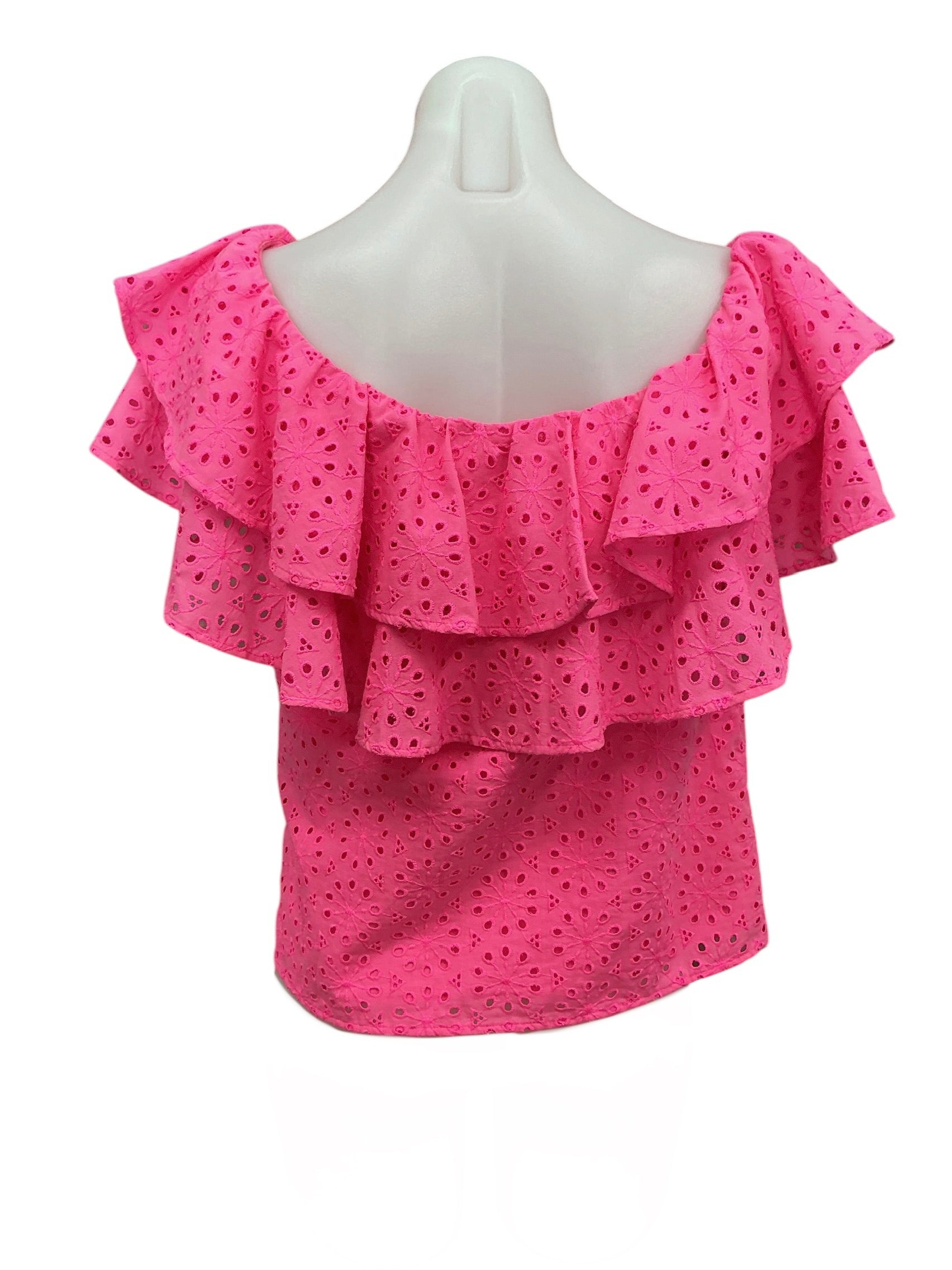 Lilly Pulitzer NWT Trixie Top Raz Berry Neon Sunburst Eyelet - Size XS