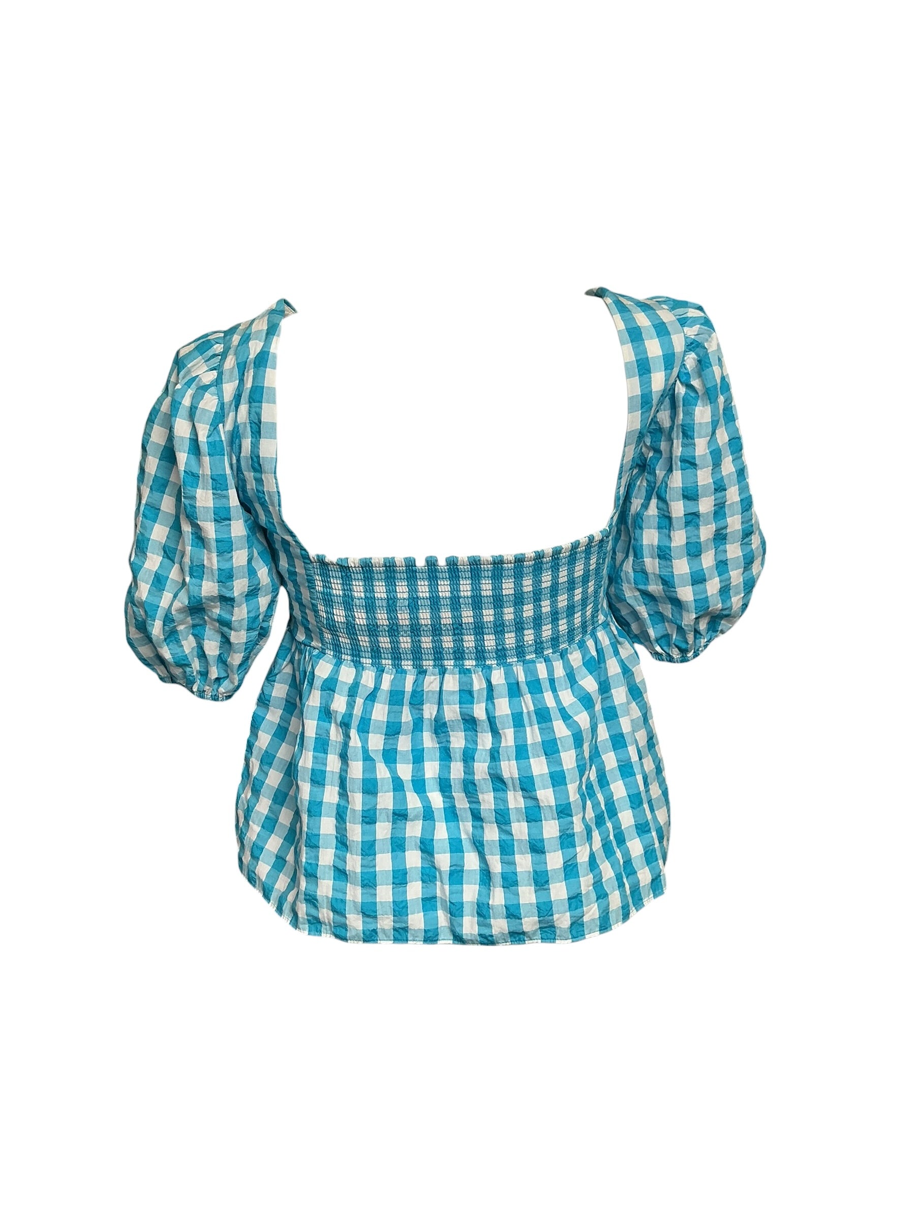 Lilly Pulitzer NWT Sarafina Short Sleeve - Turquoise Oasis Crinkle Gingham - Size 10