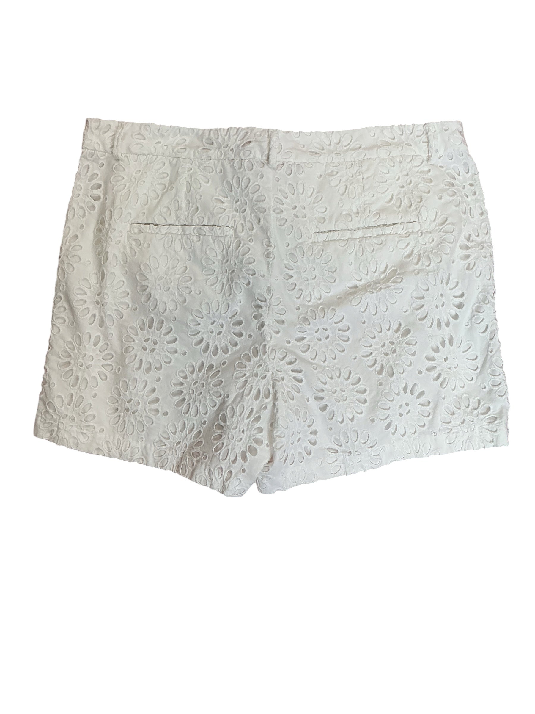Lilly Pulitzer Kelly Shorts Oval Flower Petal Eyelet Resort White - Size 14