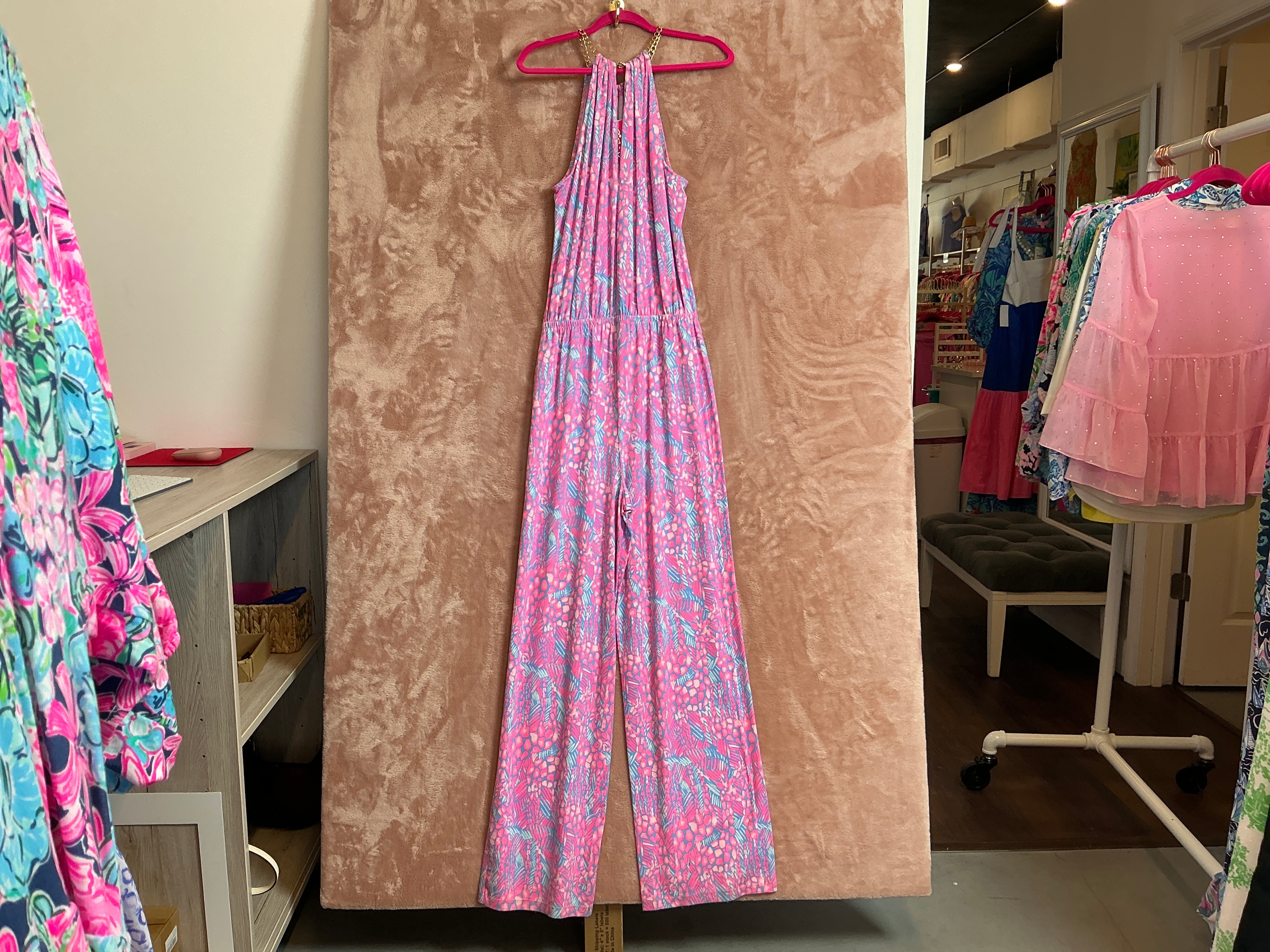 Lilly Pulitzer NWT Bowen Jumpsuit Pink Sorbet High Altitude - Size M