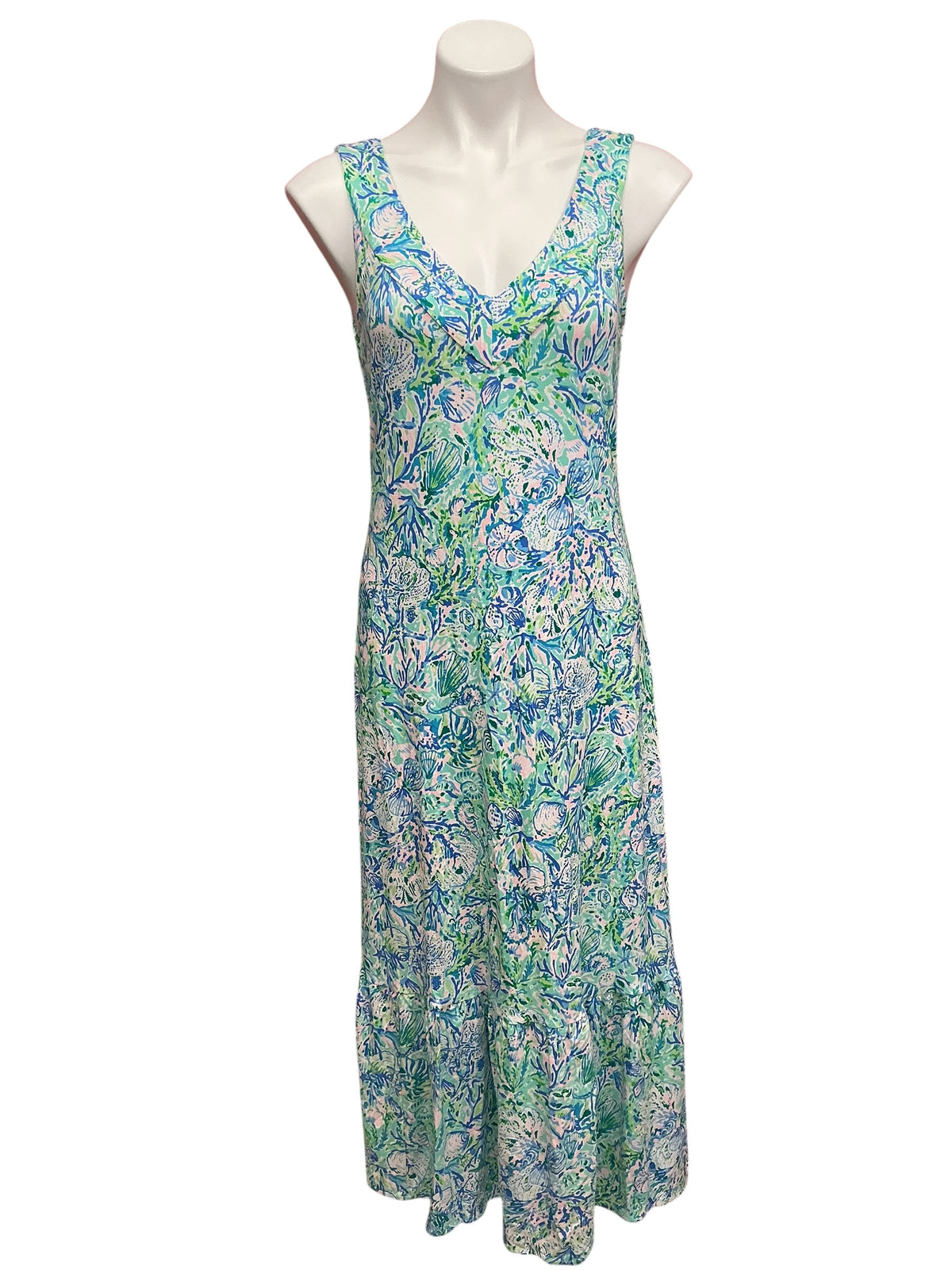 Lilly Pulitzer AS IS Madsen Midi Dress Borealis Blue Swim On Over - Size S