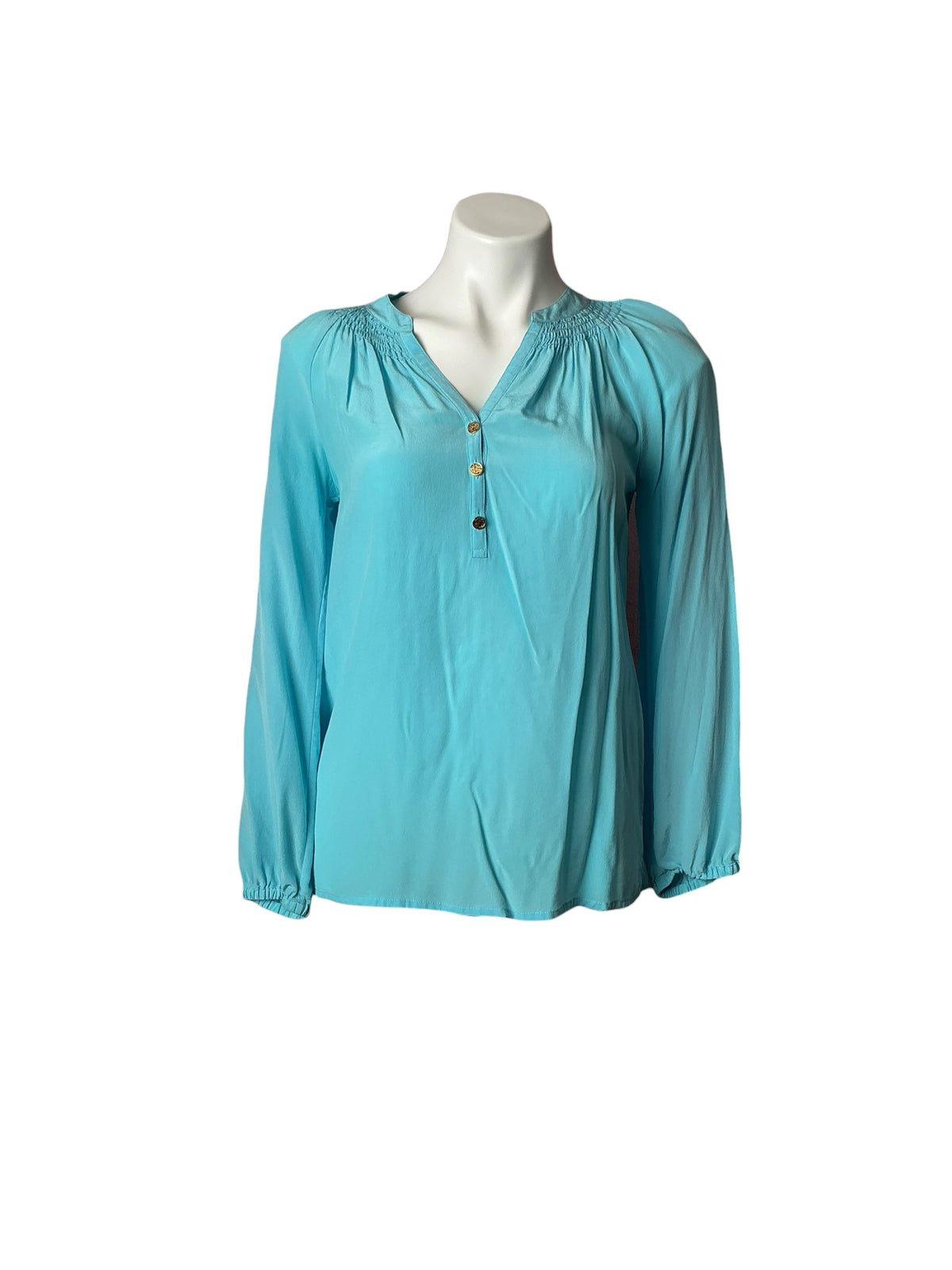 Lilly Pulitzer Elsa Silk Top Shorely Blue - Size XS