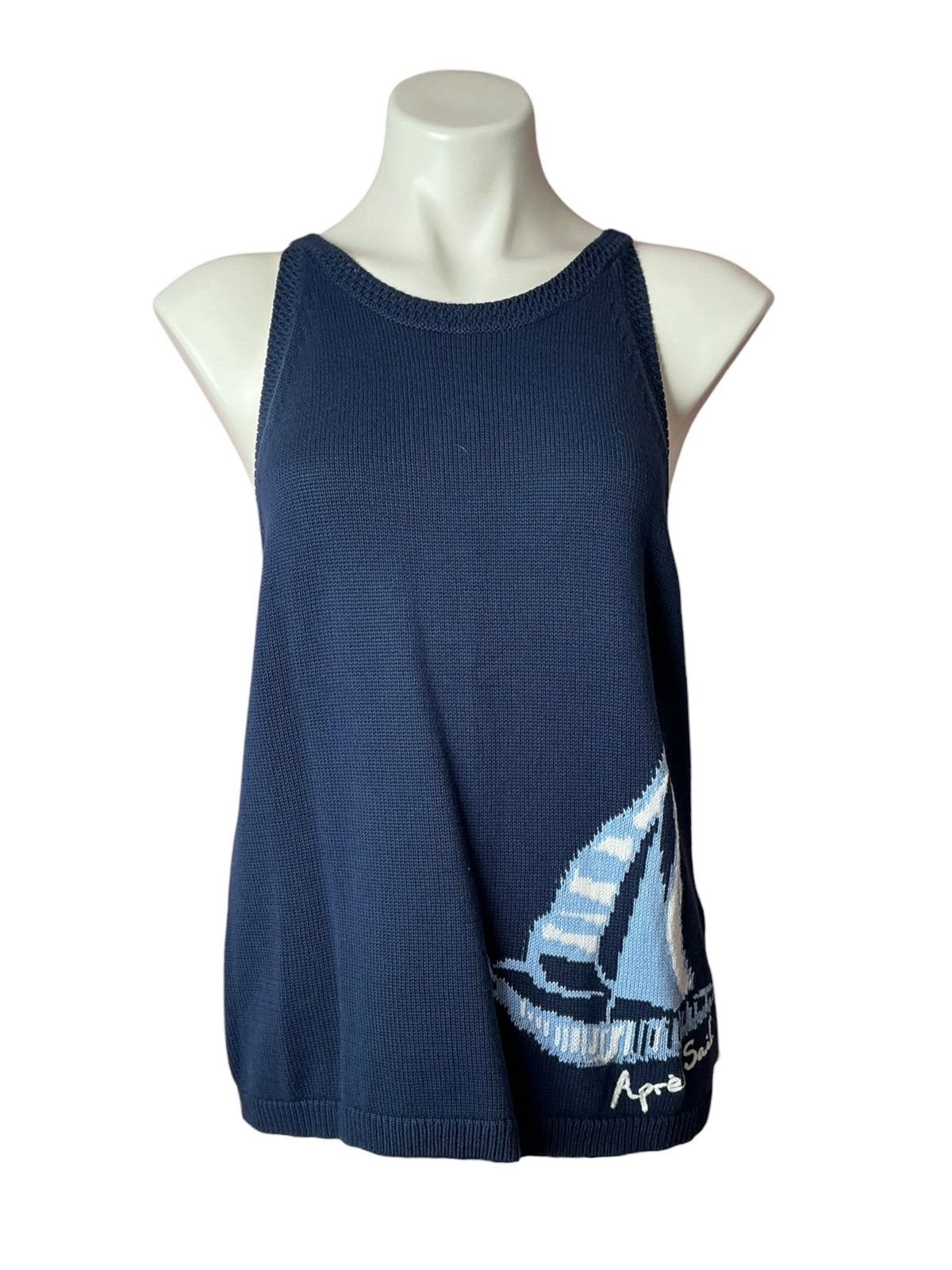 Lilly Pulitzer Emra Sweater Tank Low Tide Navy Apres Sail Jacquard - Size XL