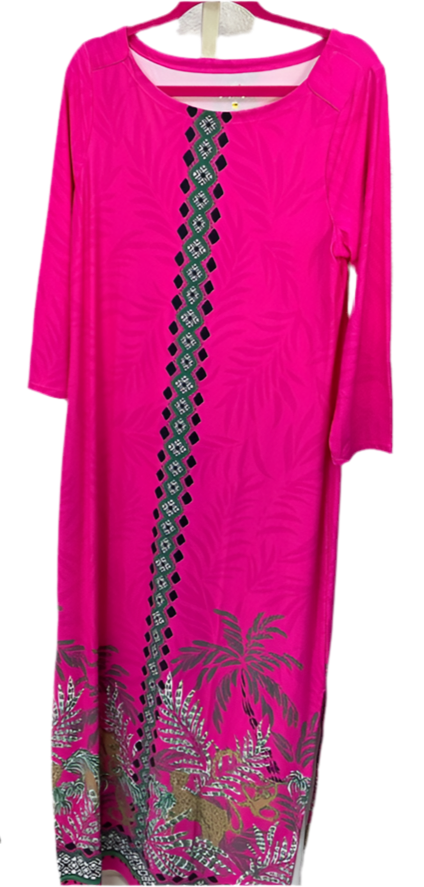 Lilly Pulitzer NWT Seralina UPF 50+ Maxi Wild Side Engineered Chilly Lilly - Size L