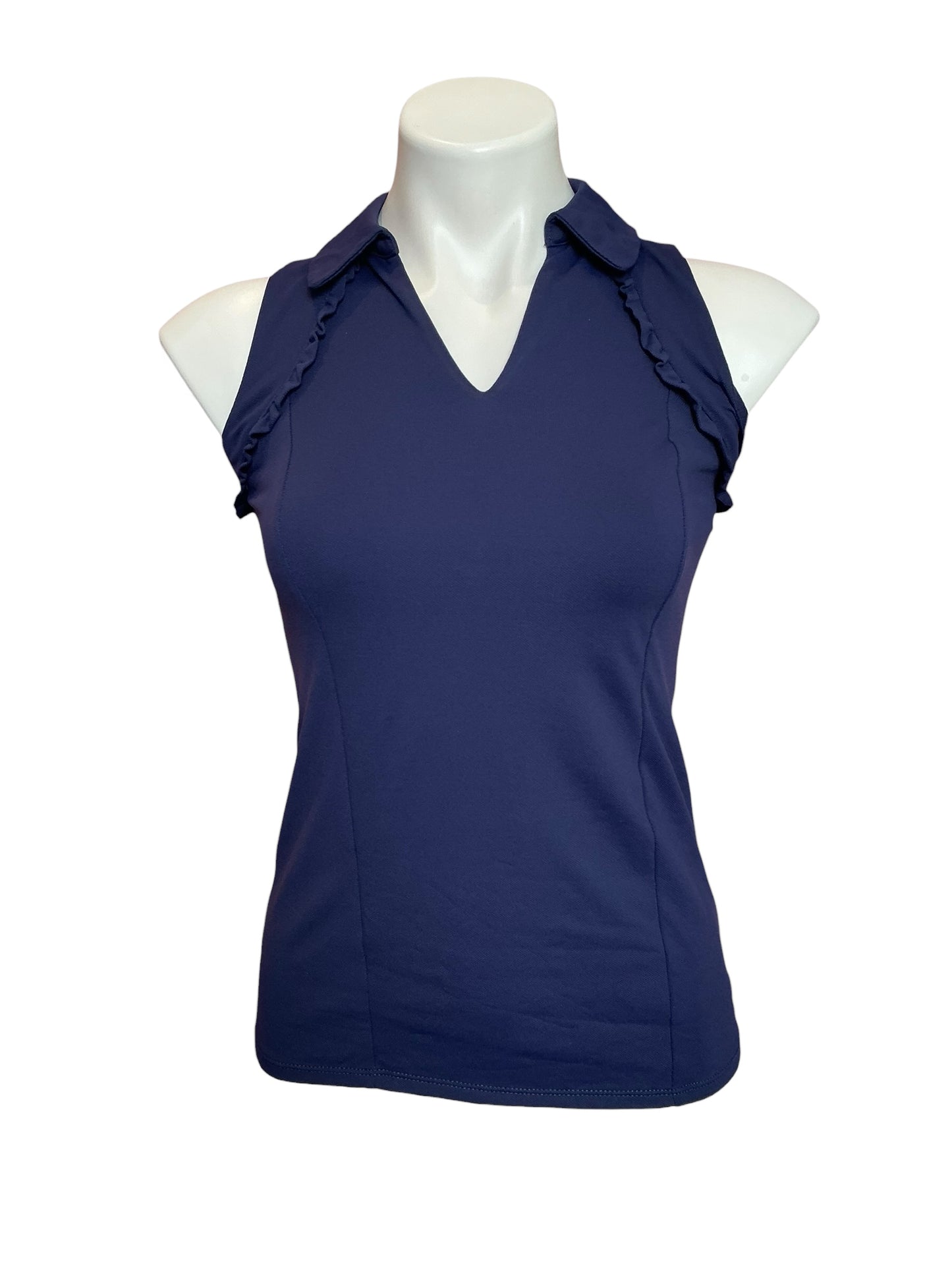 Lilly Pulitzer Martina Ruffled Polo Top True Navy - Size XXS
