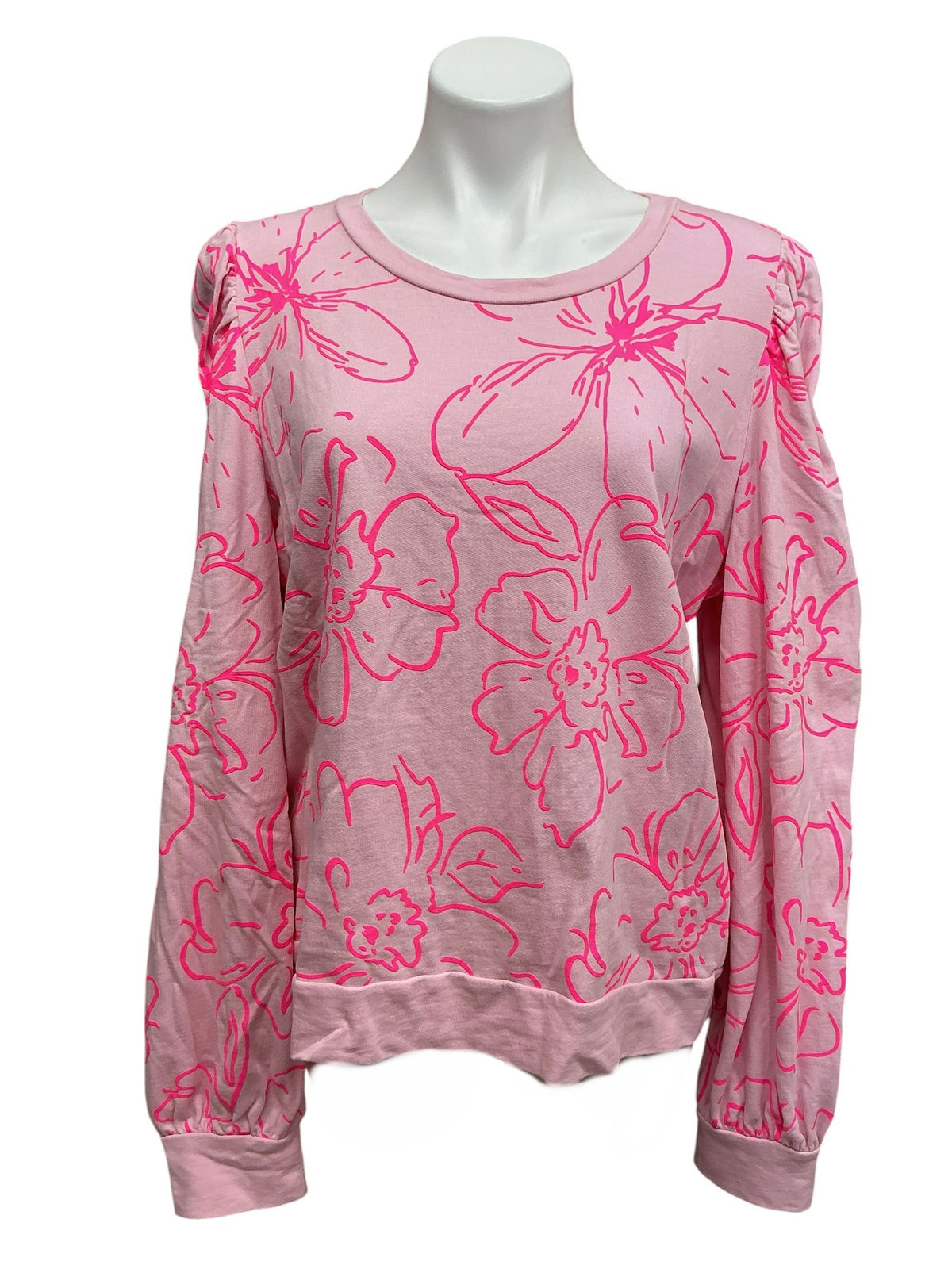 Lilly Pulitzer Lissome Sweatshirt Pink Blossom Open Floral Jacquard - Size XL