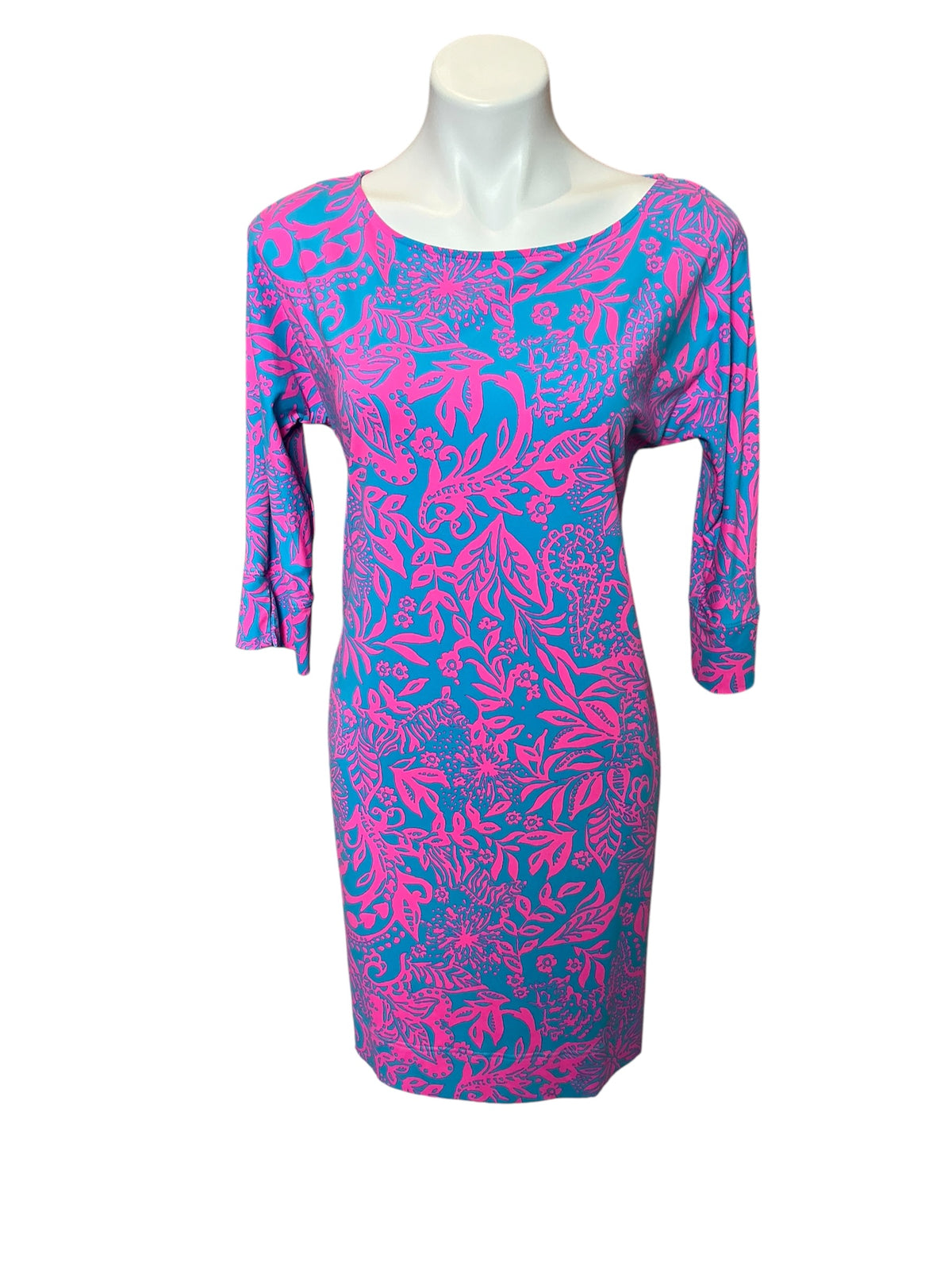 Lilly Pulitzer Braedyn UPF 50+ Dress Aura Pink Leaf An Impression - Size S