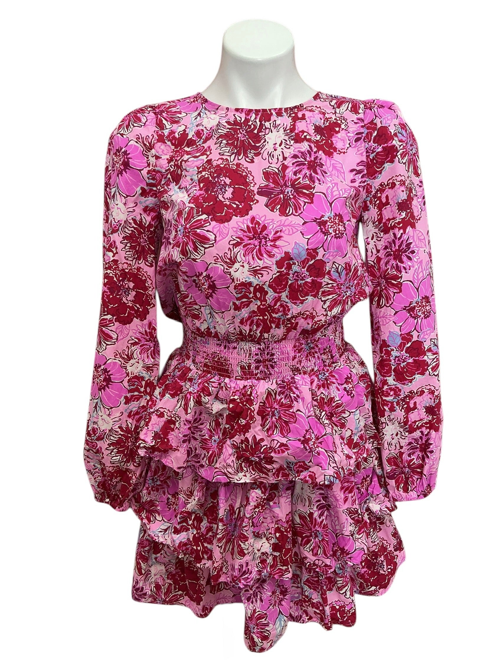 Lilly Pulitzer Khloey Long Sleeve Smocked Dress Lilac Thistle In The Wild Flowers - Size 0