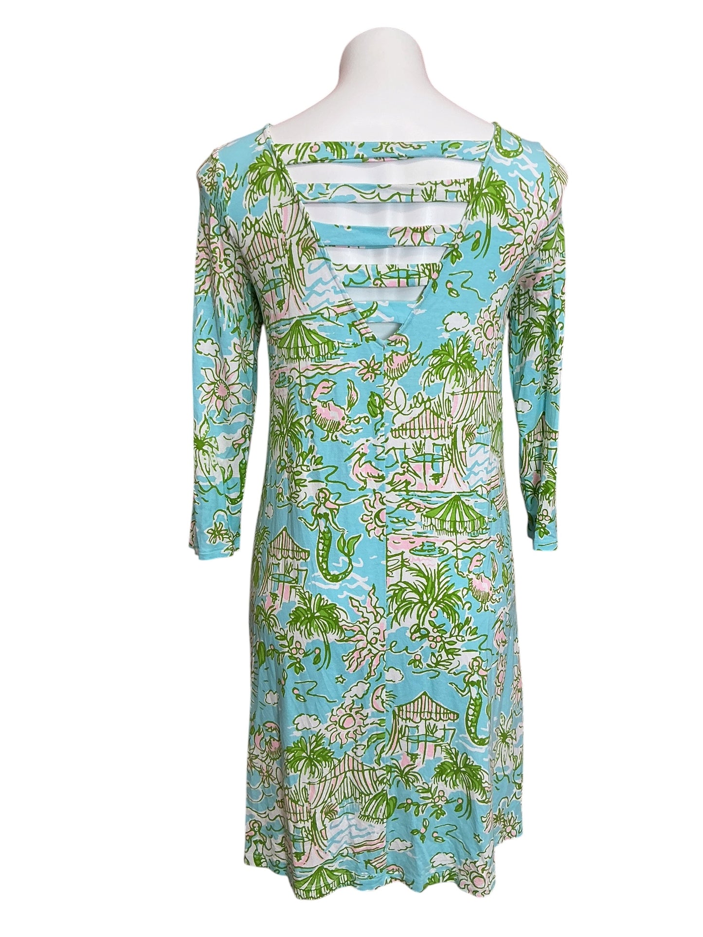 Lilly Pulitzer Ophelia Swing Dress Fresh Water Blue Sunbathers Bliss - Size S