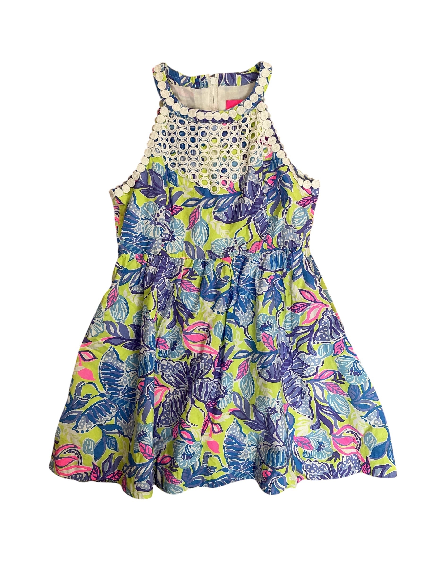 Lilly Pulitzer Girls Kids Little Kinley Dress  Dew Drop Stay Fly - Size 8