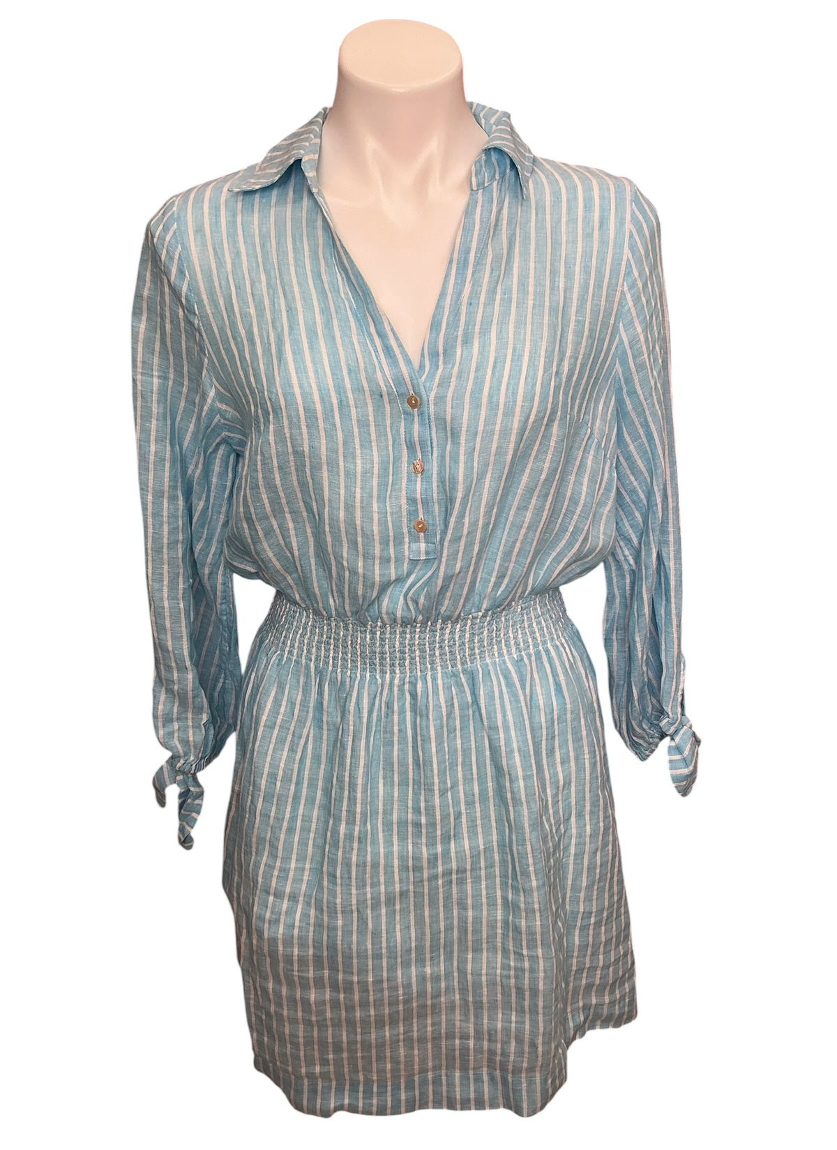 Lilly Pulitzer Abralynn Linen Shirtdress Capri Blue Saint Tropez Stripe - Size 6
