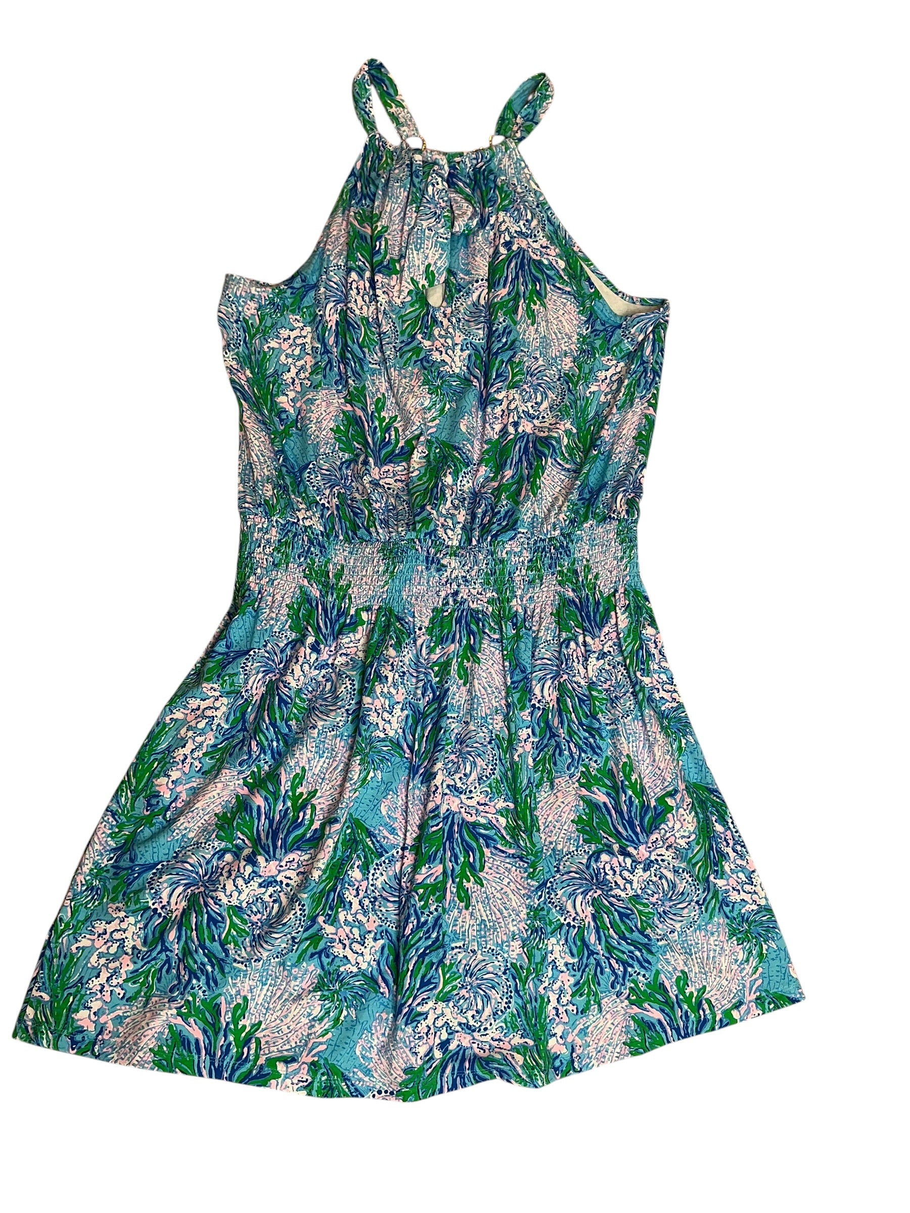 Lilly Pulitzer  Shirelle Skirted Romper Las Olas Aqua Strong Current Sea - Size L