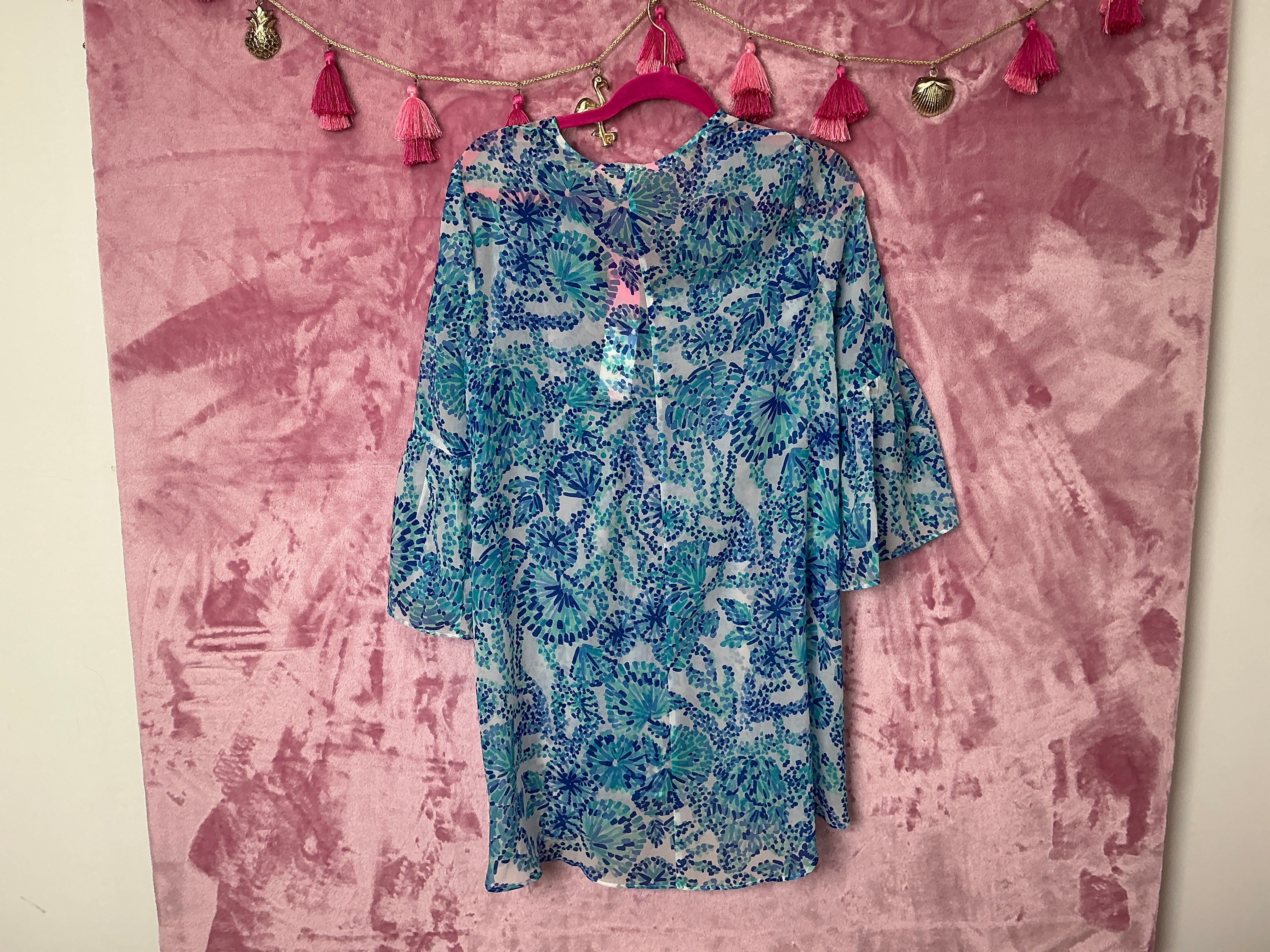 Lilly Pulitzer Coverup NWT - Motley Coverup - Turquoise Oasis - Shell Me You Love Me - Size XS
