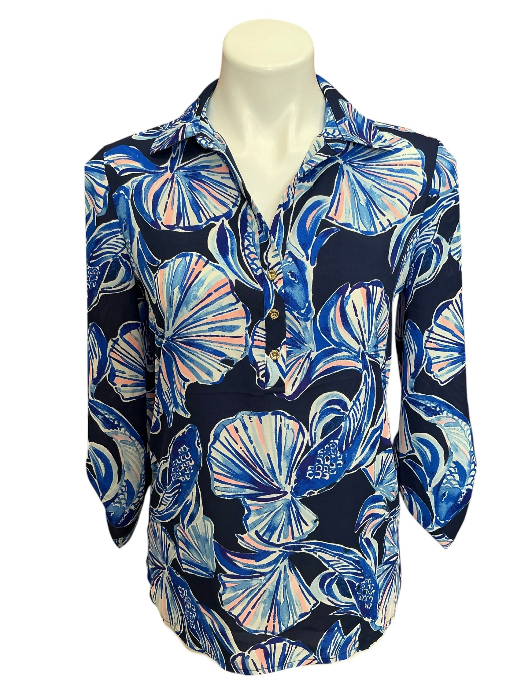 Lilly Pulitzer NWT Everglades Top Bright Navy In Reel Life - Size XS