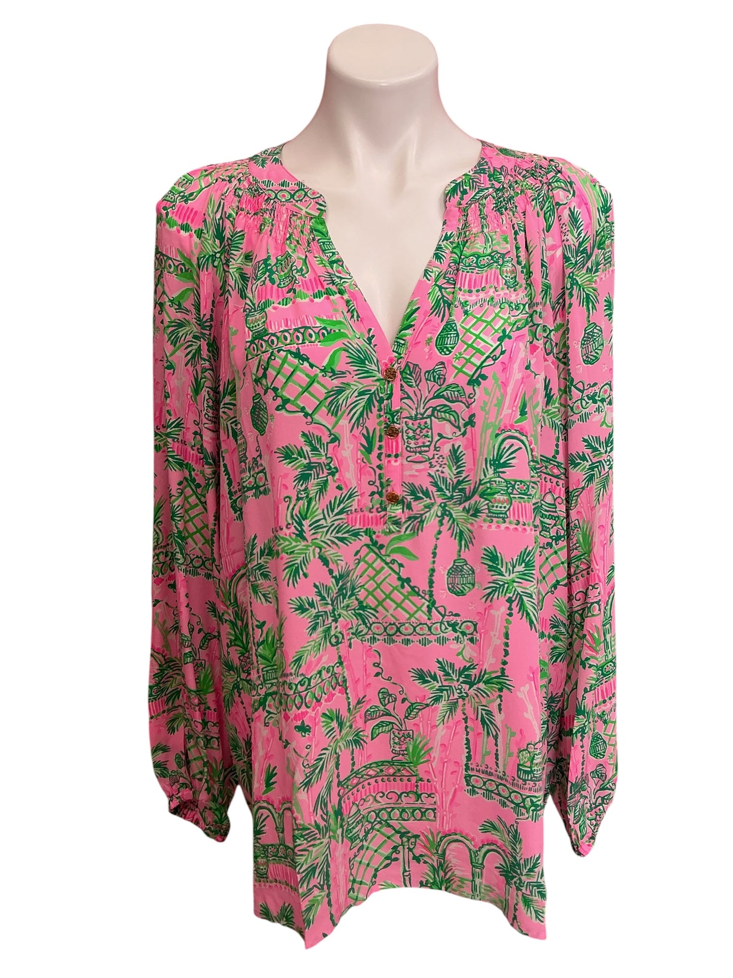 Lilly Pulitzer Elsa Silk Top Palm Beach Paradise - Size XXL