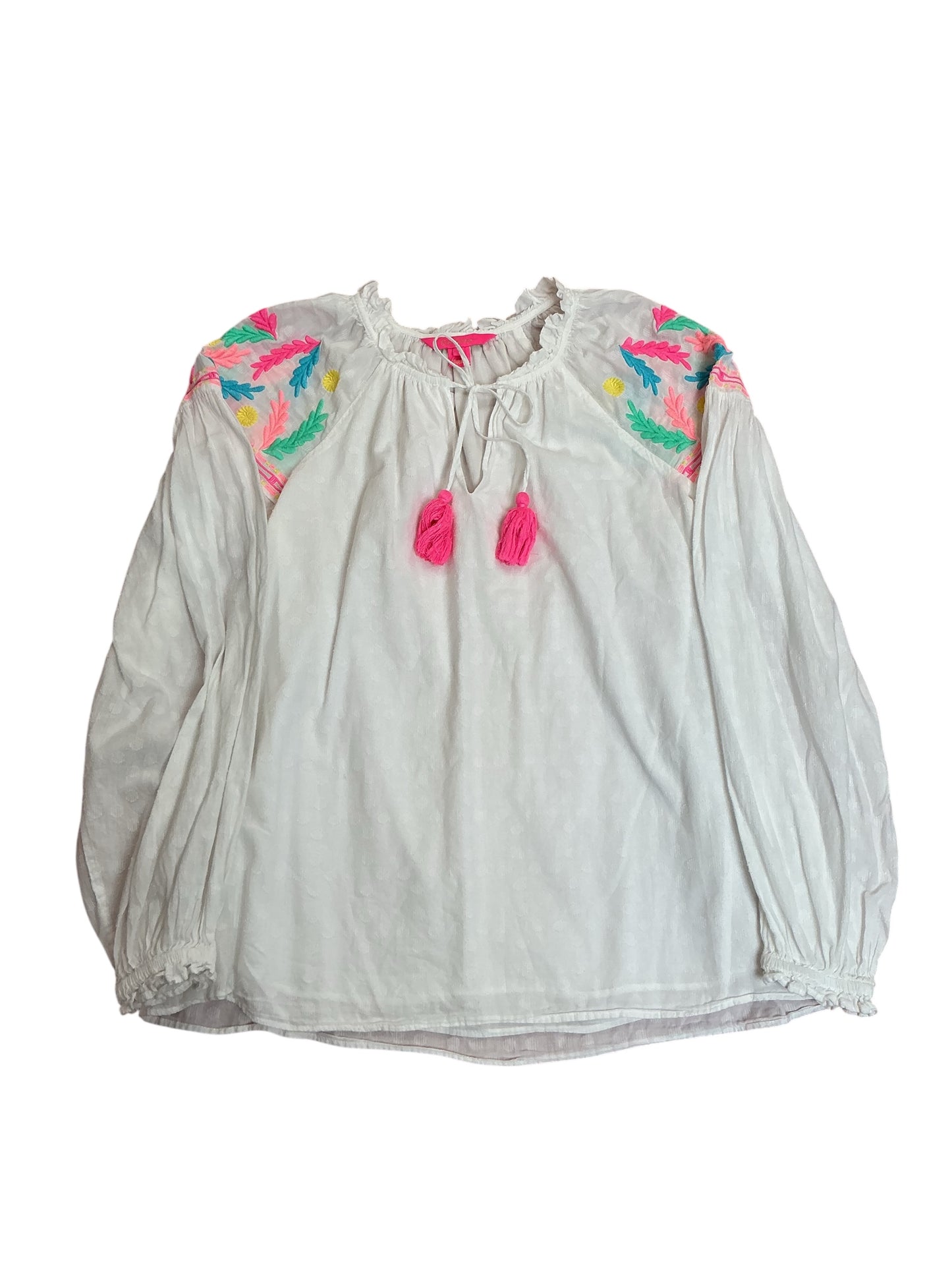 Lilly Pulitzer Florentina Peasant Top Embroidered Resort White - Size S