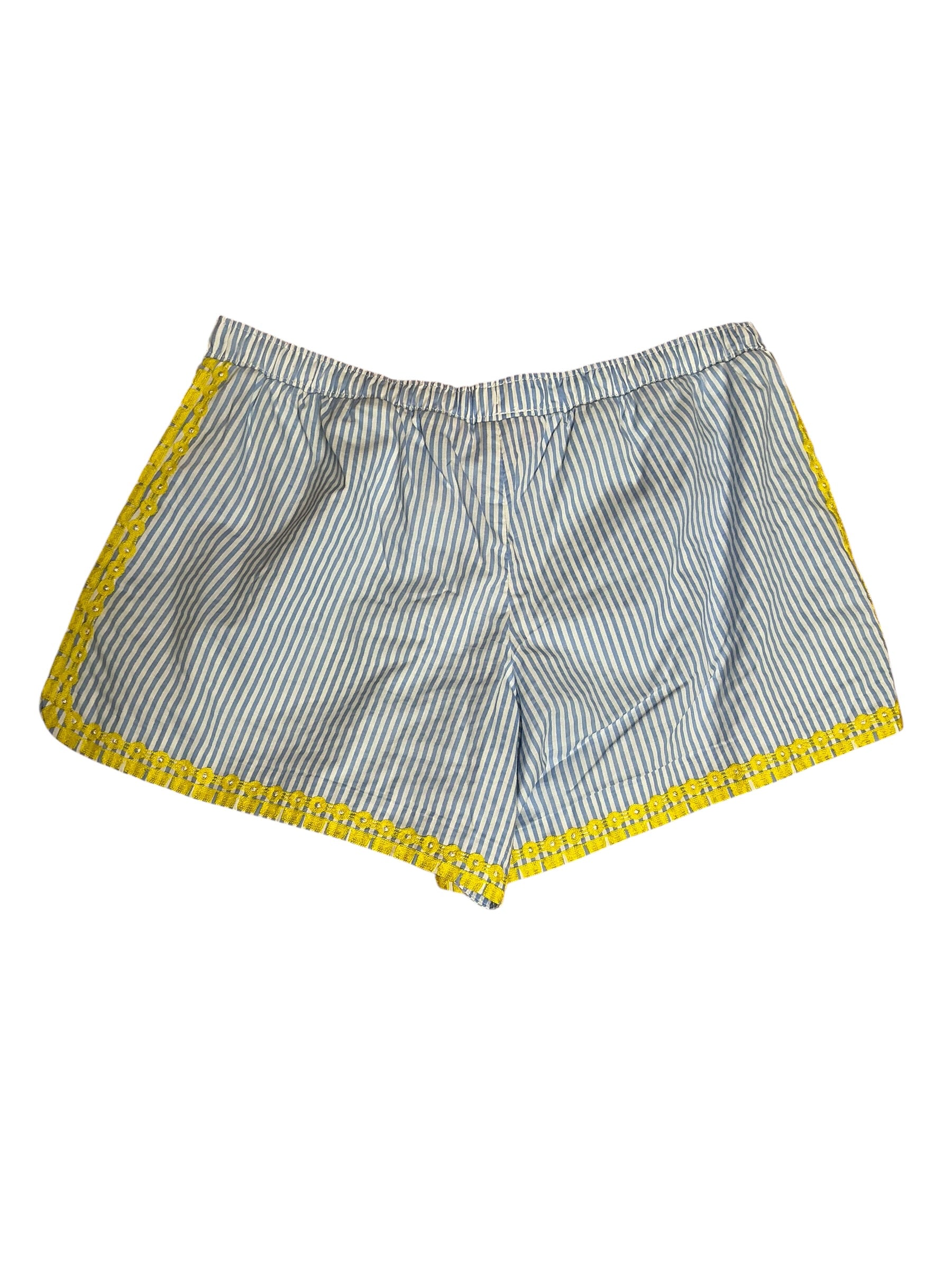 Lilly Pulitzer Katia Embroidered Short Blue and White Seersucker Swizzle Stripe - Size L