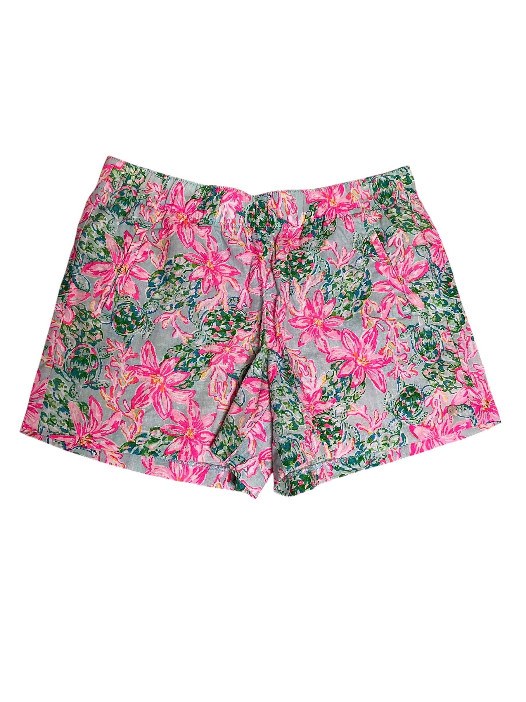Lilly Pulitzer Lilo Linen Short Surf Blue So Shellegant - Size M