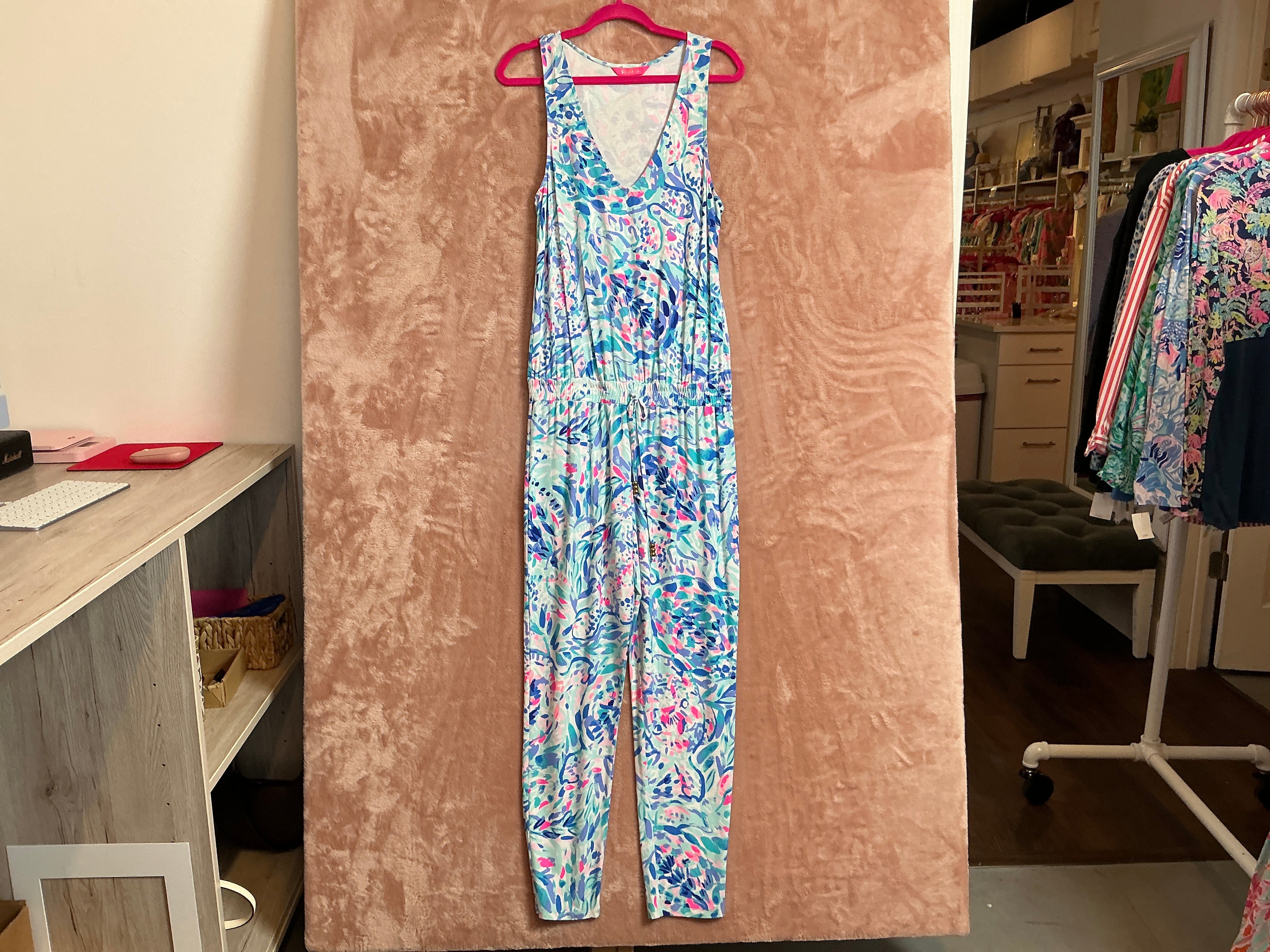Lilly Pulitzer NWT Paulina Jumpsuit Breakwater T Party Wave - Size M