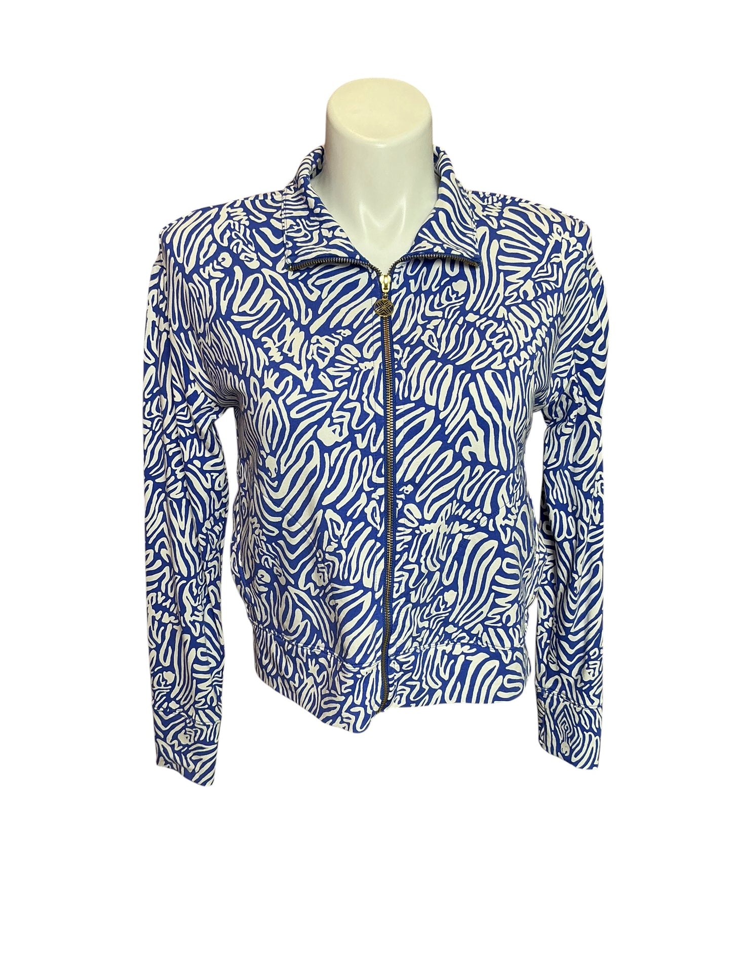 Lilly Pulitzer Wrenley UPF 50+ Zip-Up Jacket Martinique Blue Zee Bebe - Size S