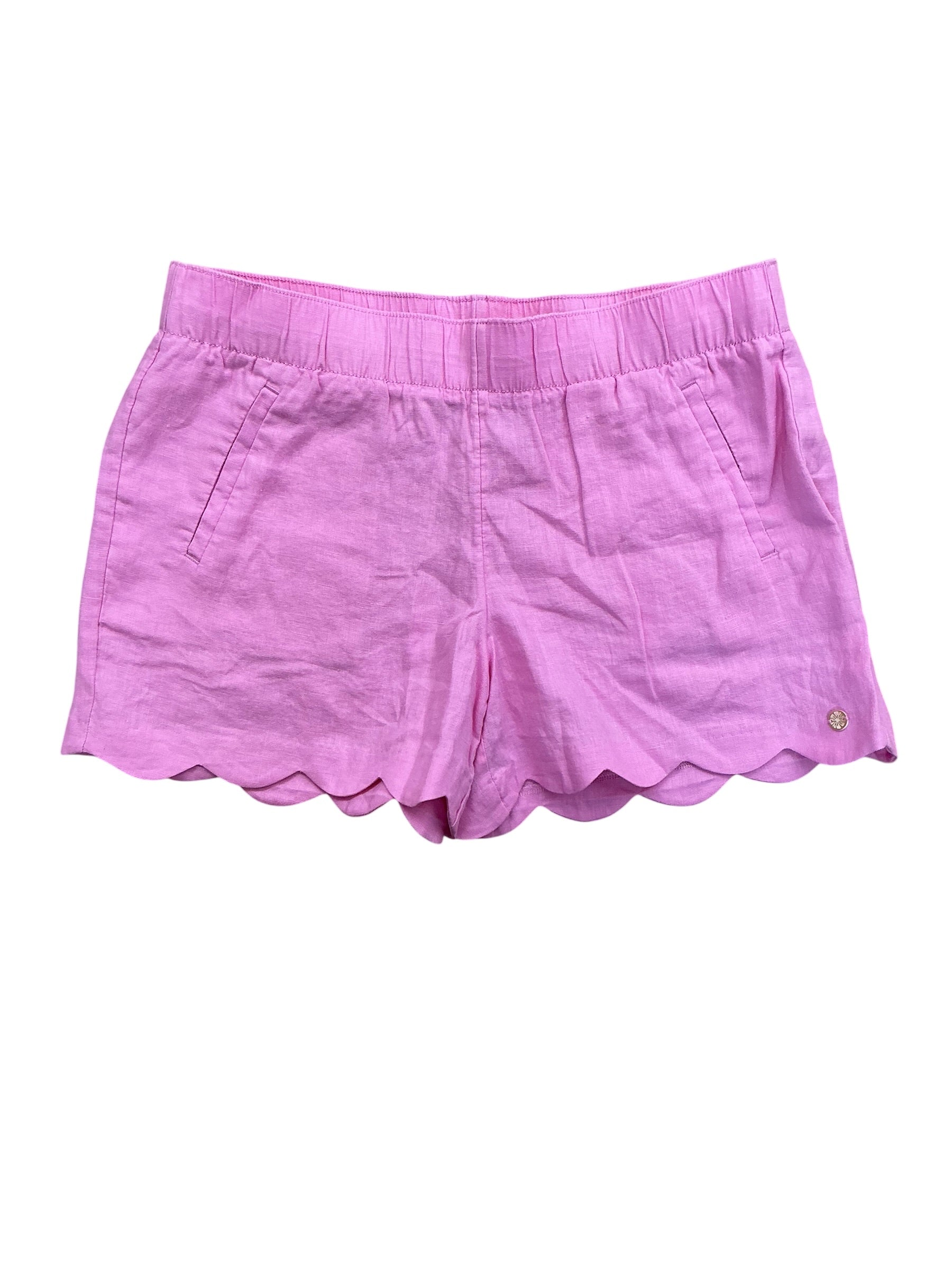 Lilly Pulitzer Brea Linen Scallop Shorts Lilac Rose - Size M