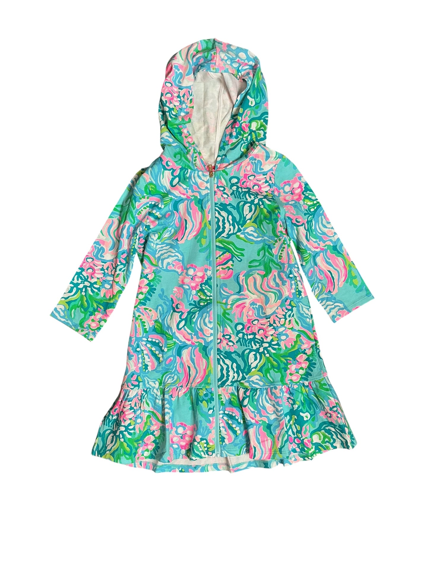 Lilly Pulitzer NWT Girls UPF 50+ Cooke Coverup Blue Ibiza Aqua La Vista - Size M (6-7)