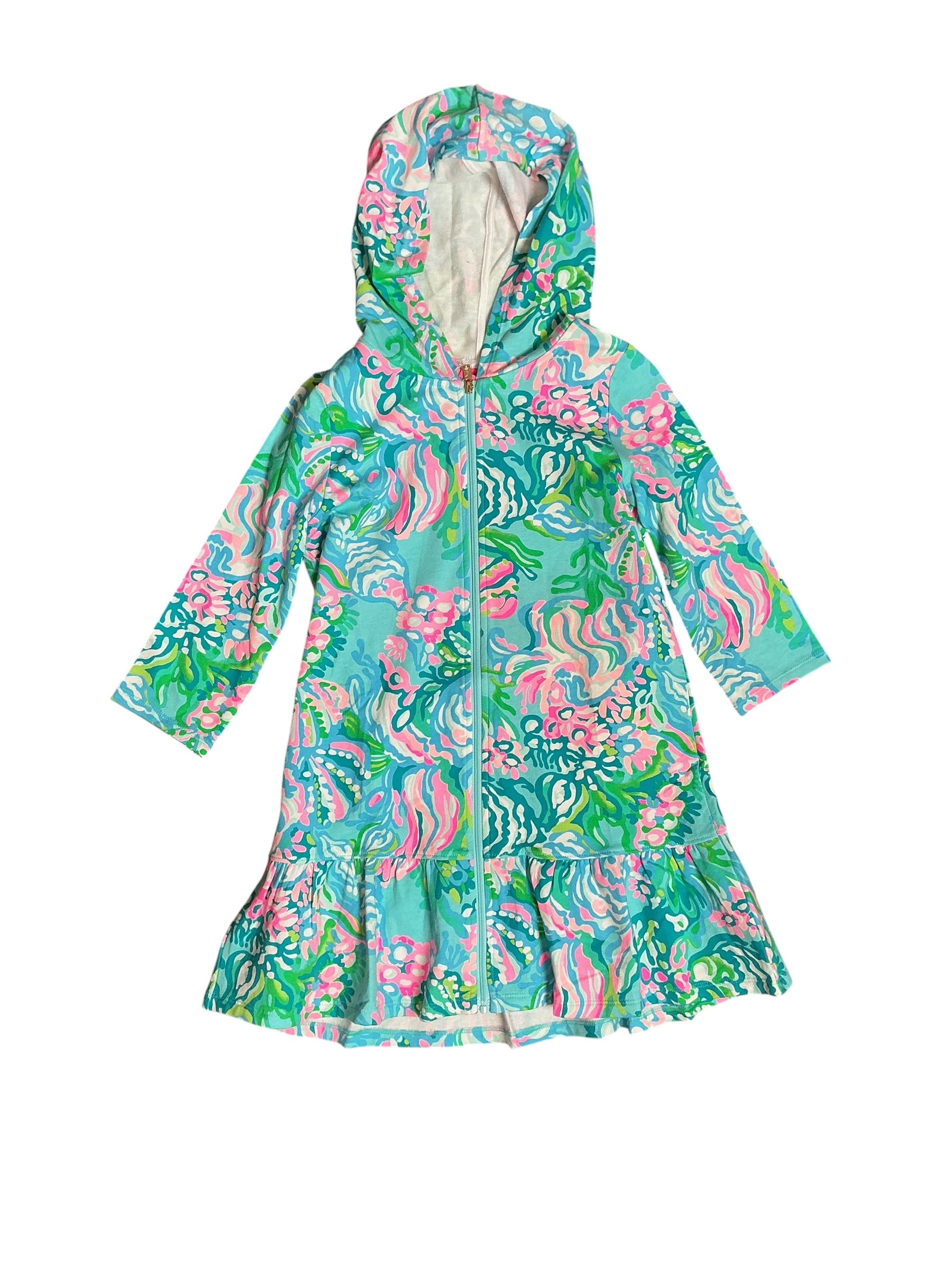 Lilly Pulitzer NWT Girls UPF 50+ Cooke Coverup Blue Ibiza Aqua La Vista - Size M (6-7)
