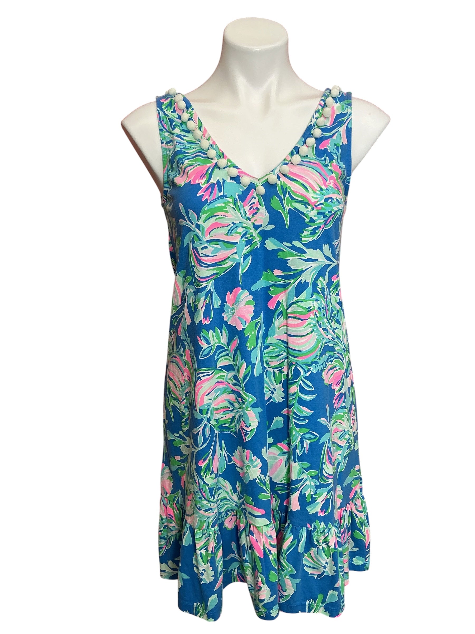 Lilly Pulitzer Camila Swing Dress Blue Flare Fancy Fins - Size S
