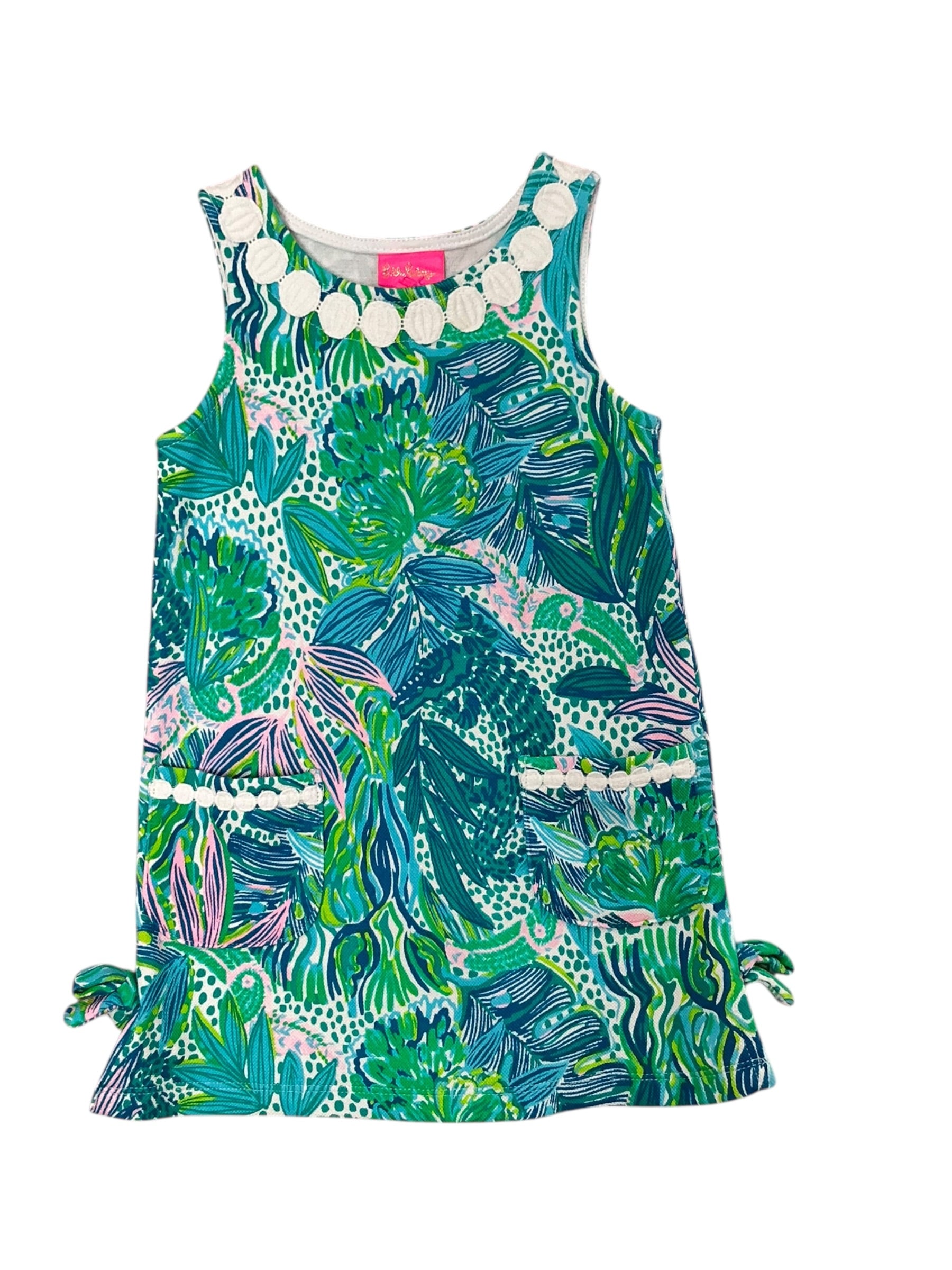Lilly Pulitzer Girls Little Lilly Knit Shift - Botanical Green Holiday In The Sun - Size XS 2-3
