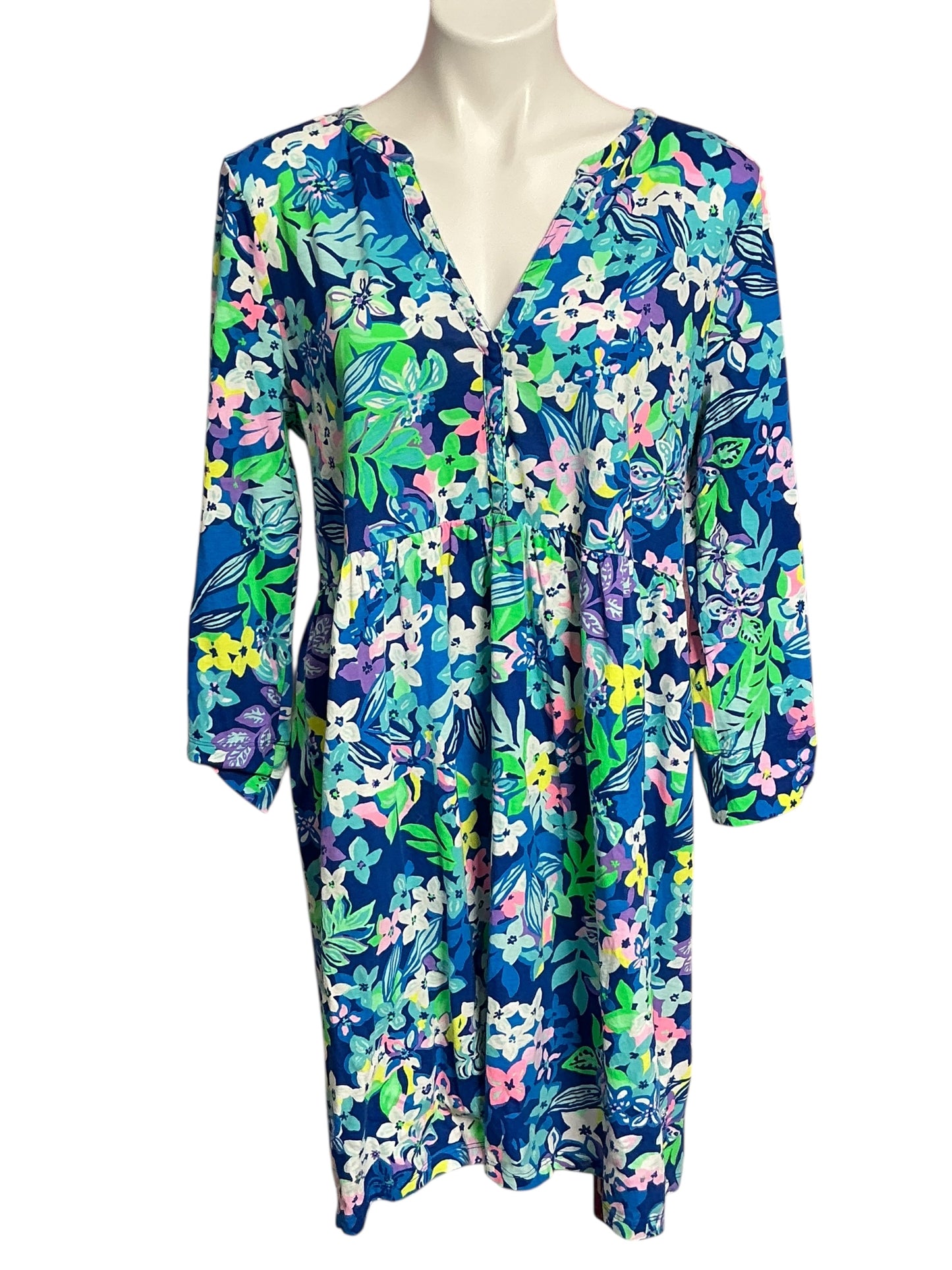 Lilly Pulitzer Loran Dress - Social Sunset Borealis Blue - Size XL