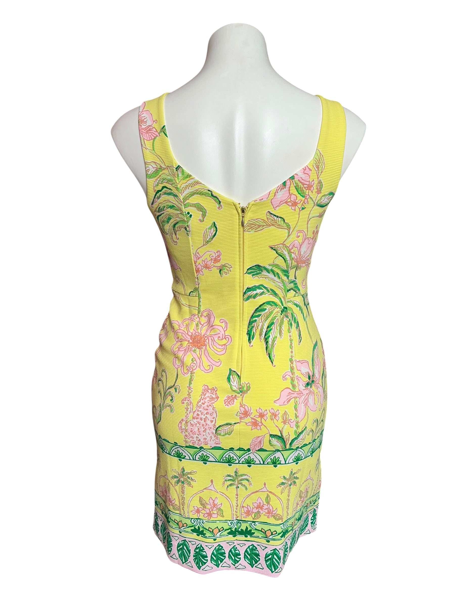 Lilly Pulitzer NWT Del Rey Stretch Shift Dress Finch Yellow Tropical Oasis Engineered - Size XS