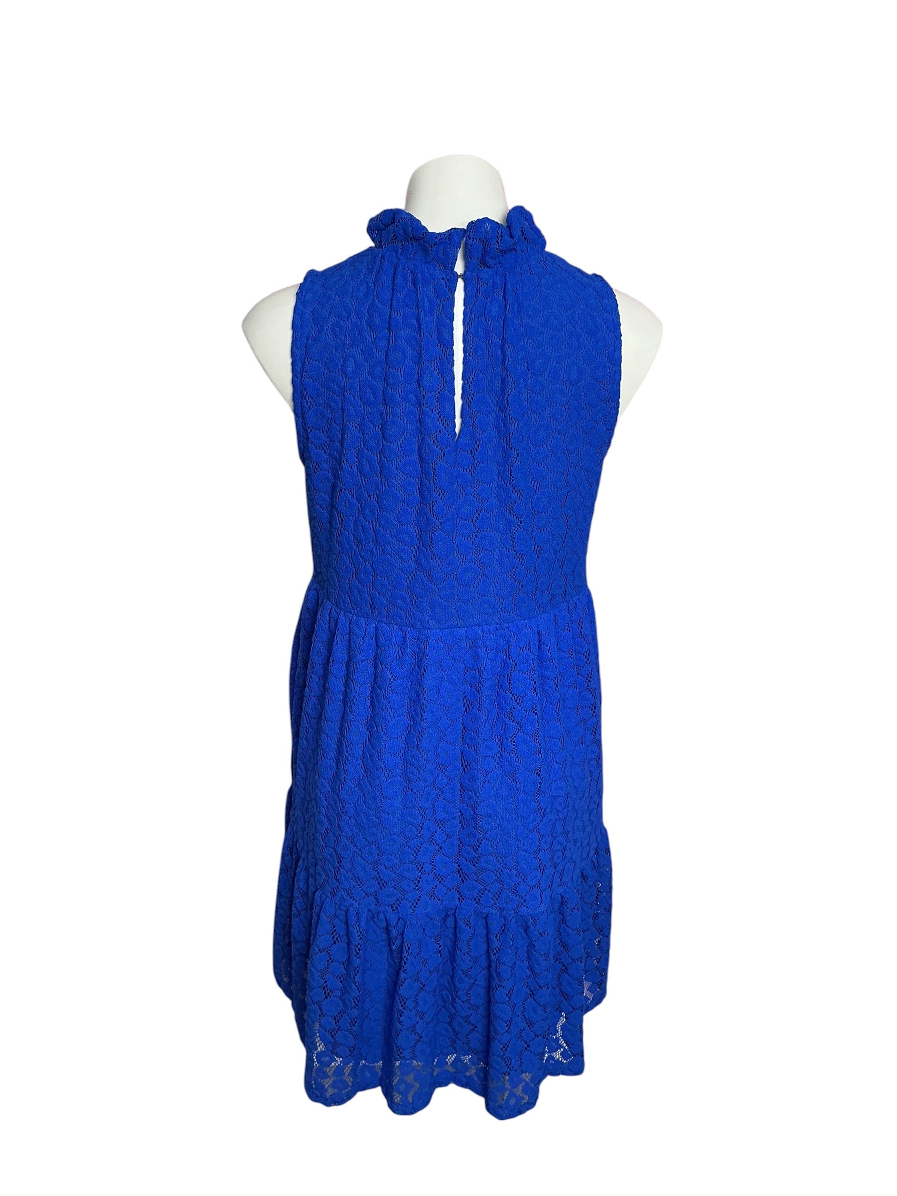 Lilly Pulitzer Cornelia Swing Dress Blue Grotto Leopard Knit Lace - Size S