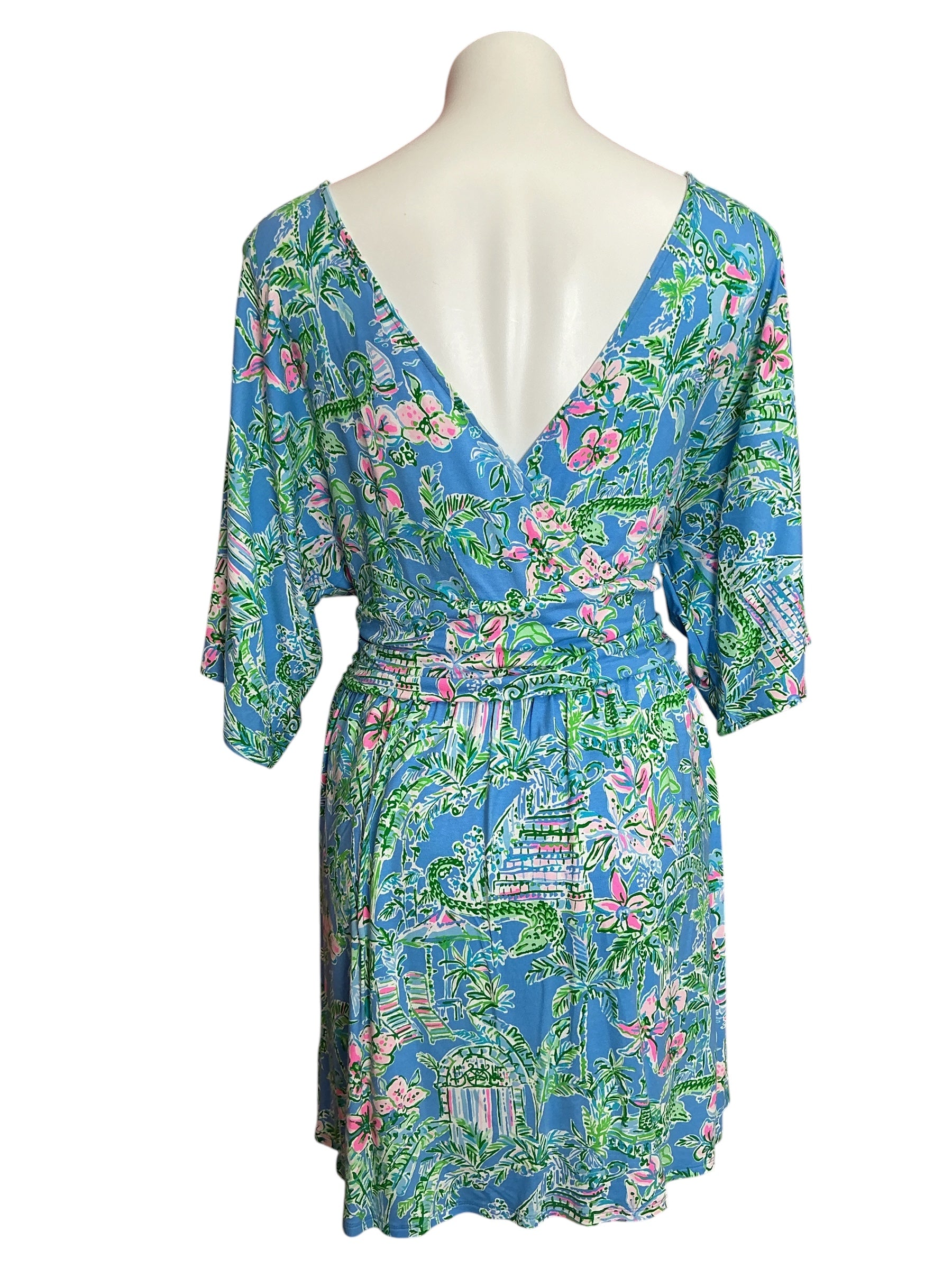 Lilly Pulitzer Parigi Skort Romper Surf Blue Coral Of The Story - Size XL
