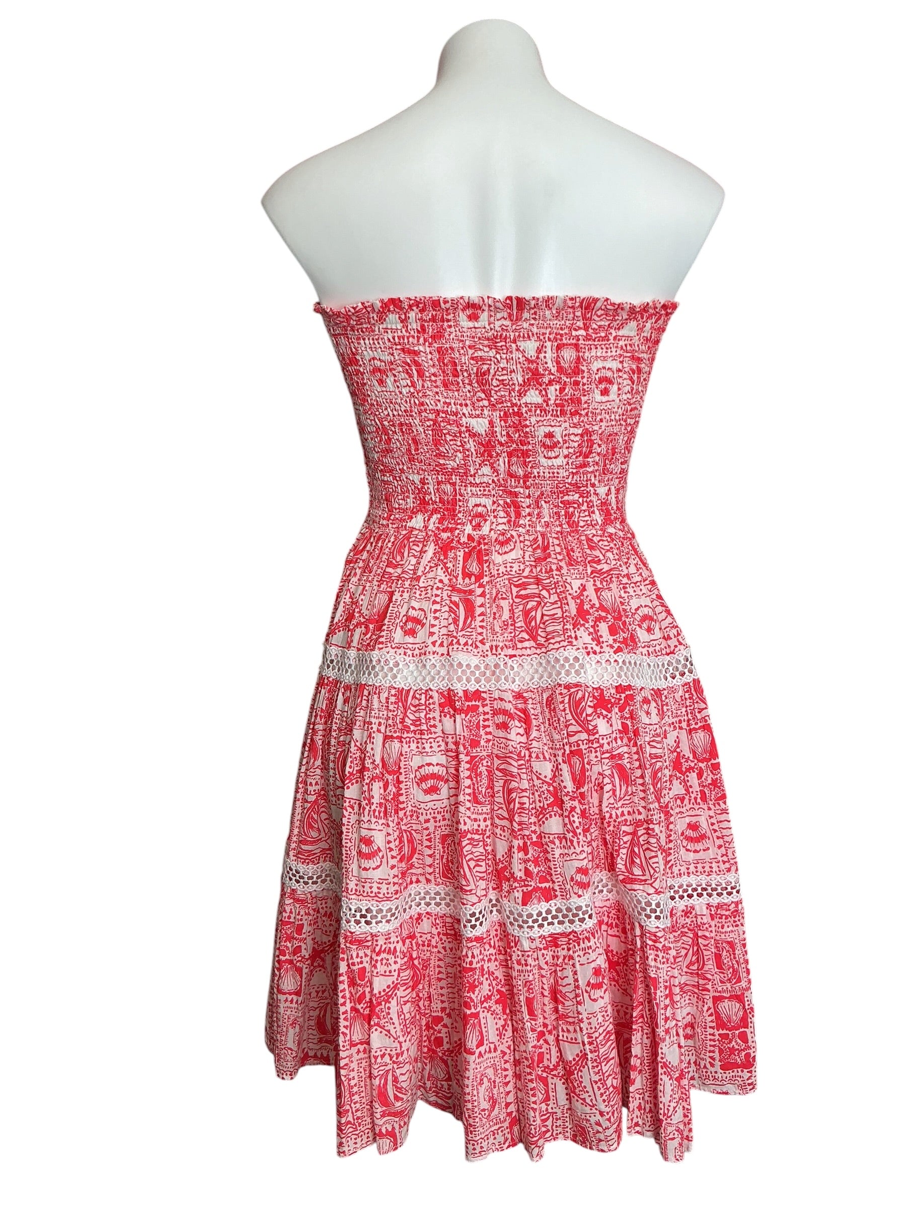 Lilly Pulitzer Kelvina Strapless Dress Mizner Red Seaside Harbour - Size XS