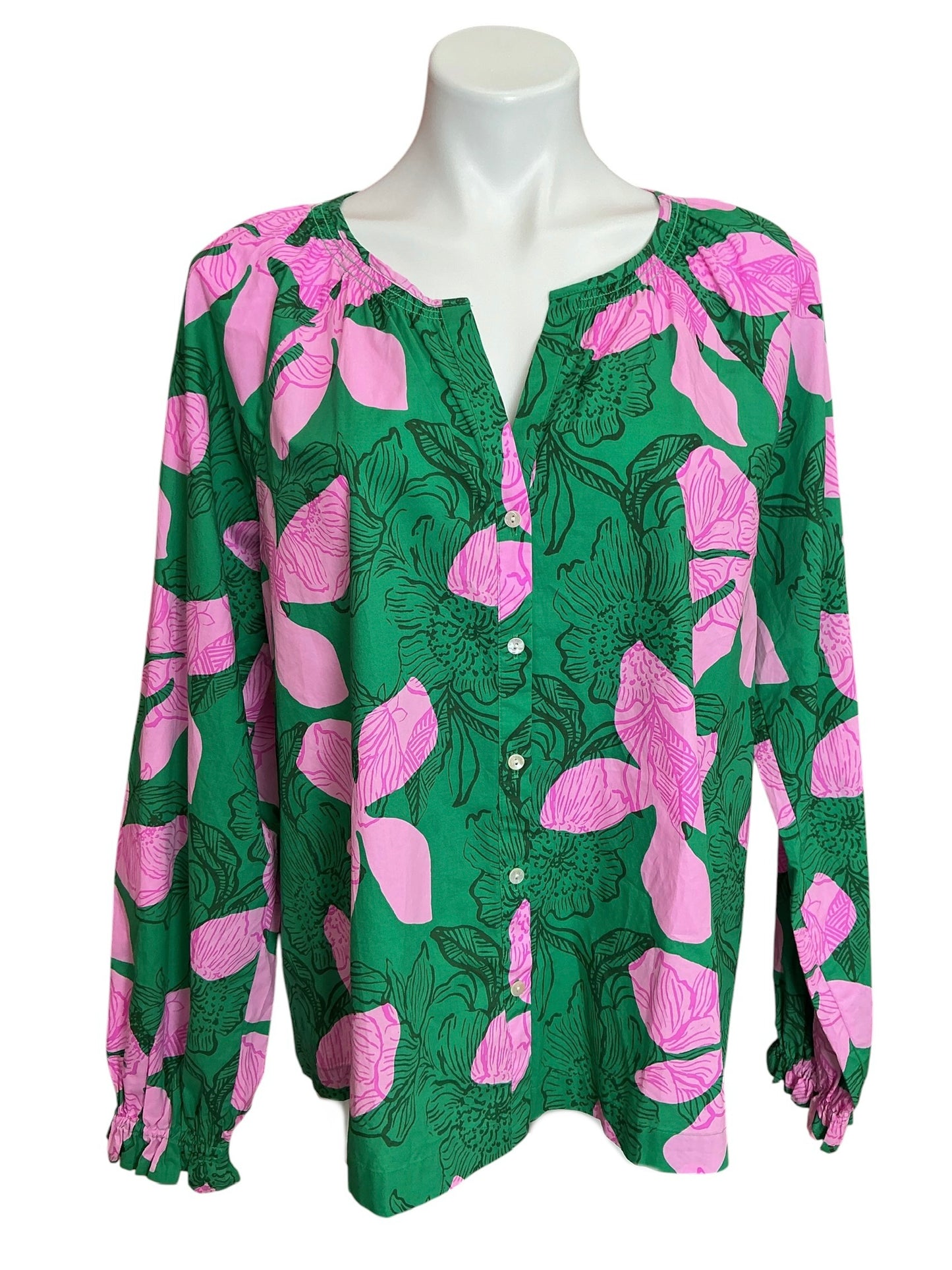 Lilly Pulitzer NWT Aldina Top Kitts Green Sunset Shadows - Size L