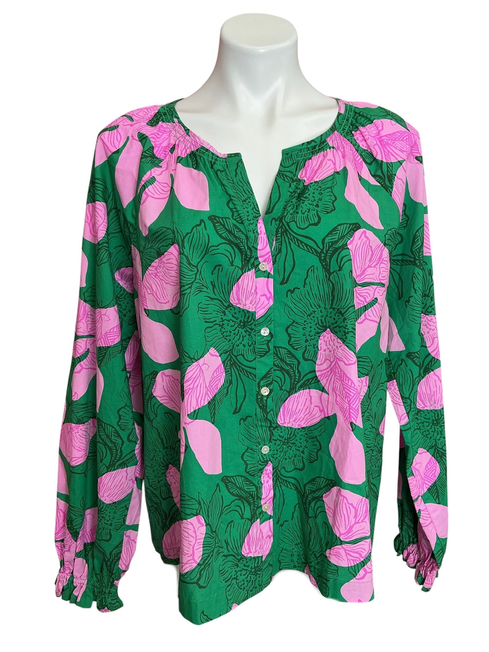 Lilly Pulitzer NWT Aldina Top Kitts Green Sunset Shadows - Size L