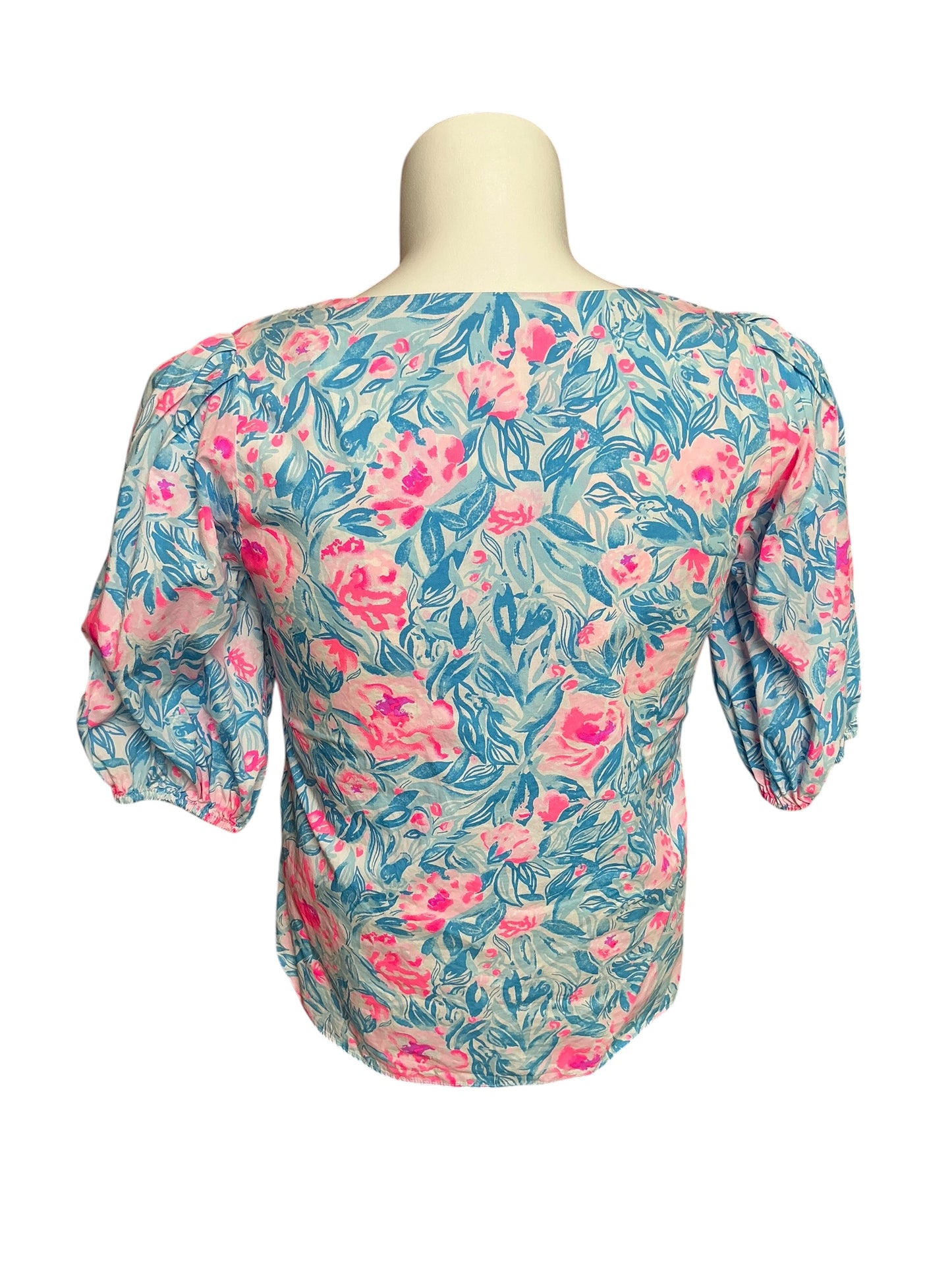 Lilly Pulitzer Ivee Top Bondi Blue My Little Peony - Size S