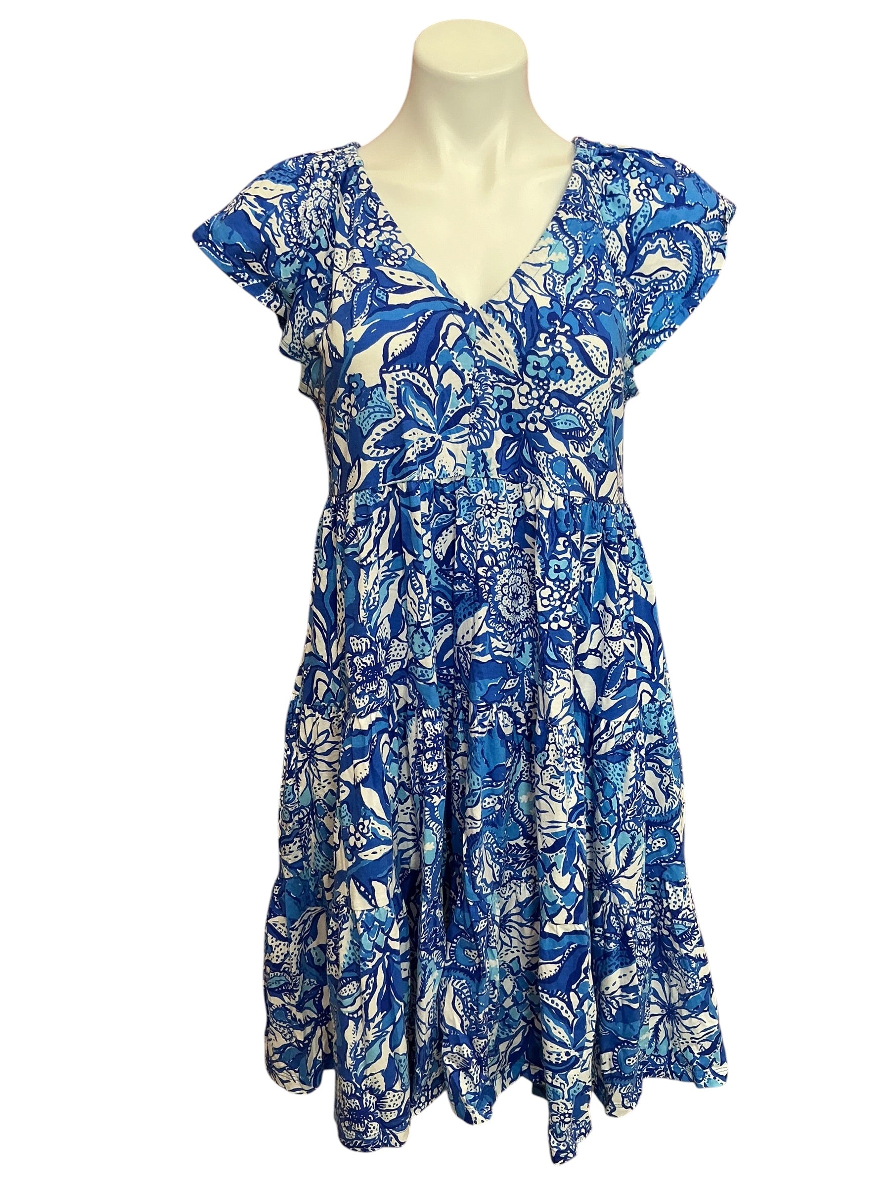 Lilly Pulitzer Kawai Swing Dress Blue Tang Flocking Fabulous - Size M