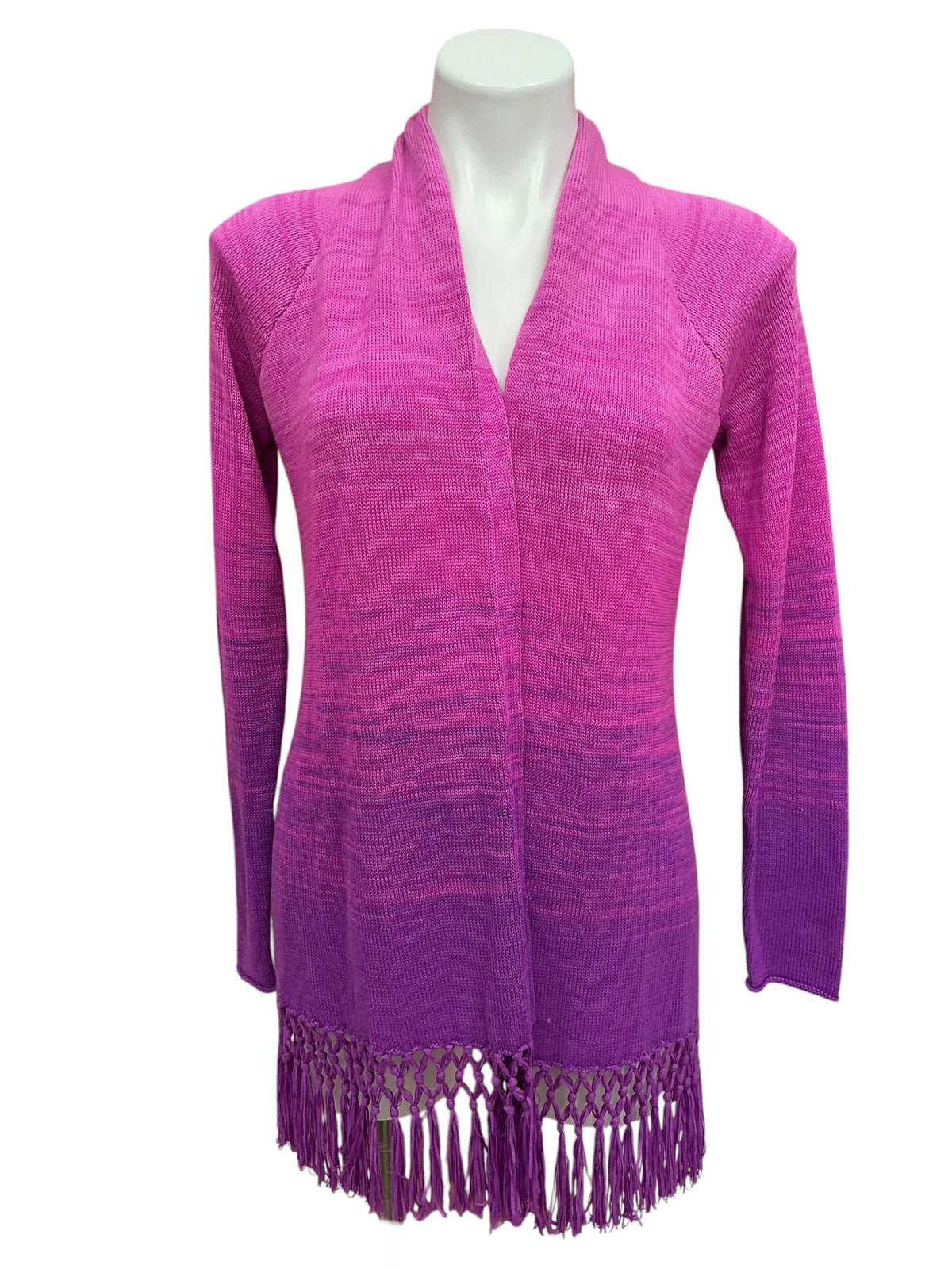 Lilly Pulitzer Tatum Ombré Fringe Cardigan Orchid Oasis Marled Ombré - Size XS