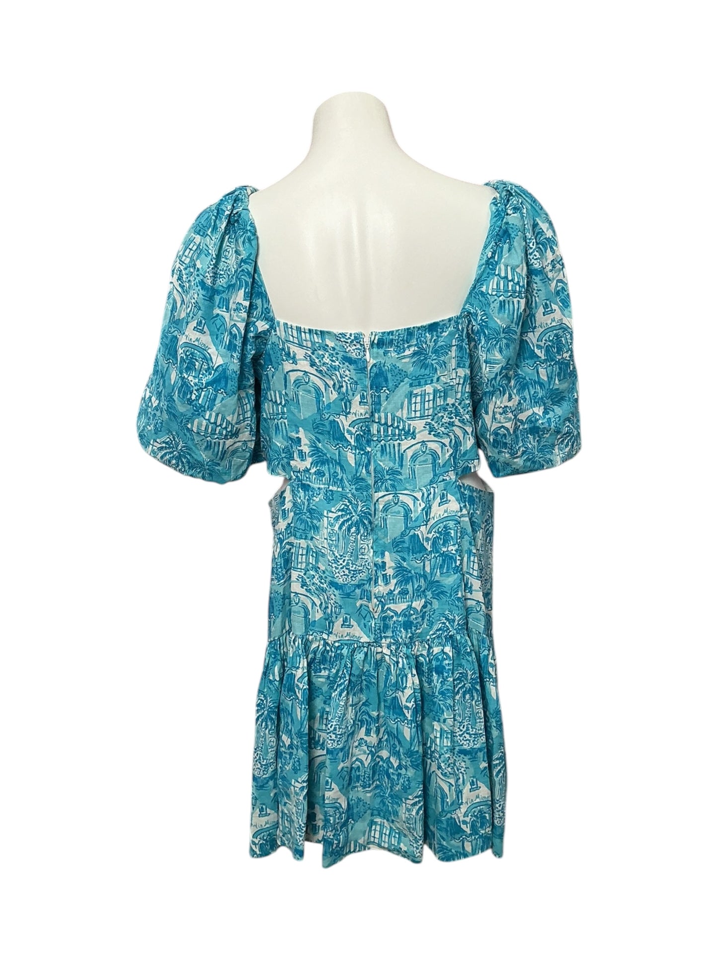 Lilly Pulitzer Kylanne Linen Mini Dress Amalfi Blue Sunny State Of Mind - Size 12