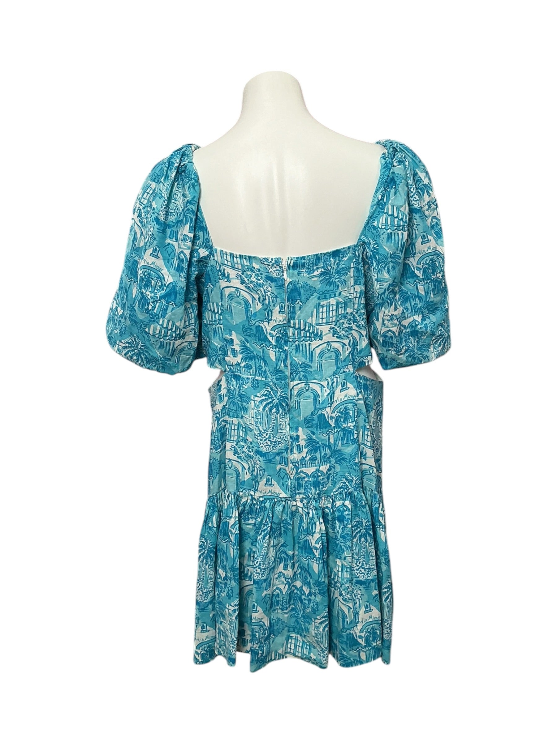 Lilly Pulitzer Kylanne Linen Mini Dress Amalfi Blue Sunny State Of Mind - Size 12